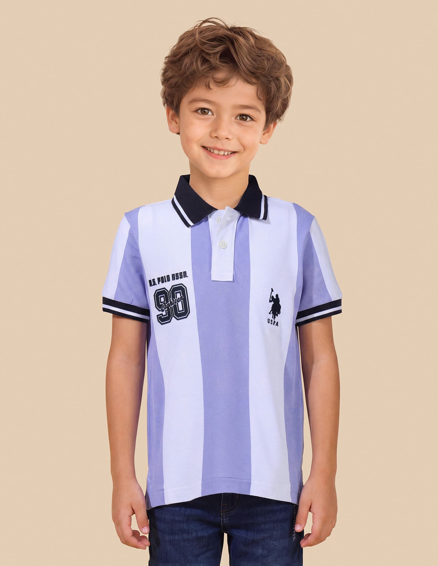 Vertical Striped Regular Fit Polo Shirt Blue - U.S. Polo Assn. India | Large