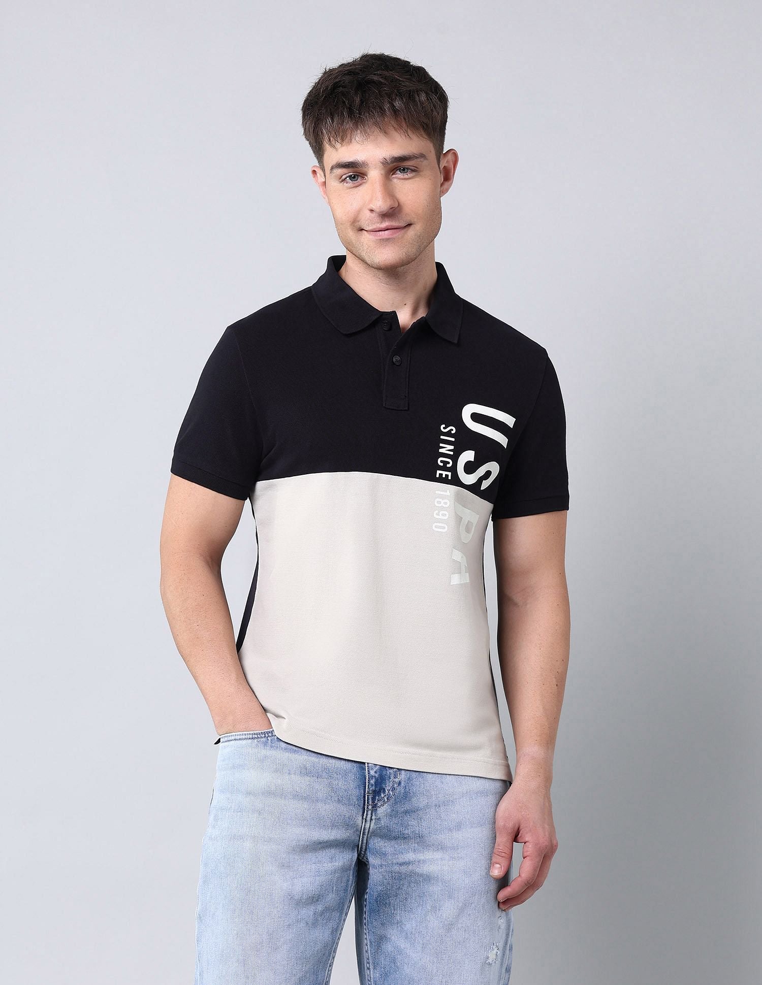 Cut & Sew Muscle Fit Polo Shirt Navy - U.S. POLO ASSN. | Large