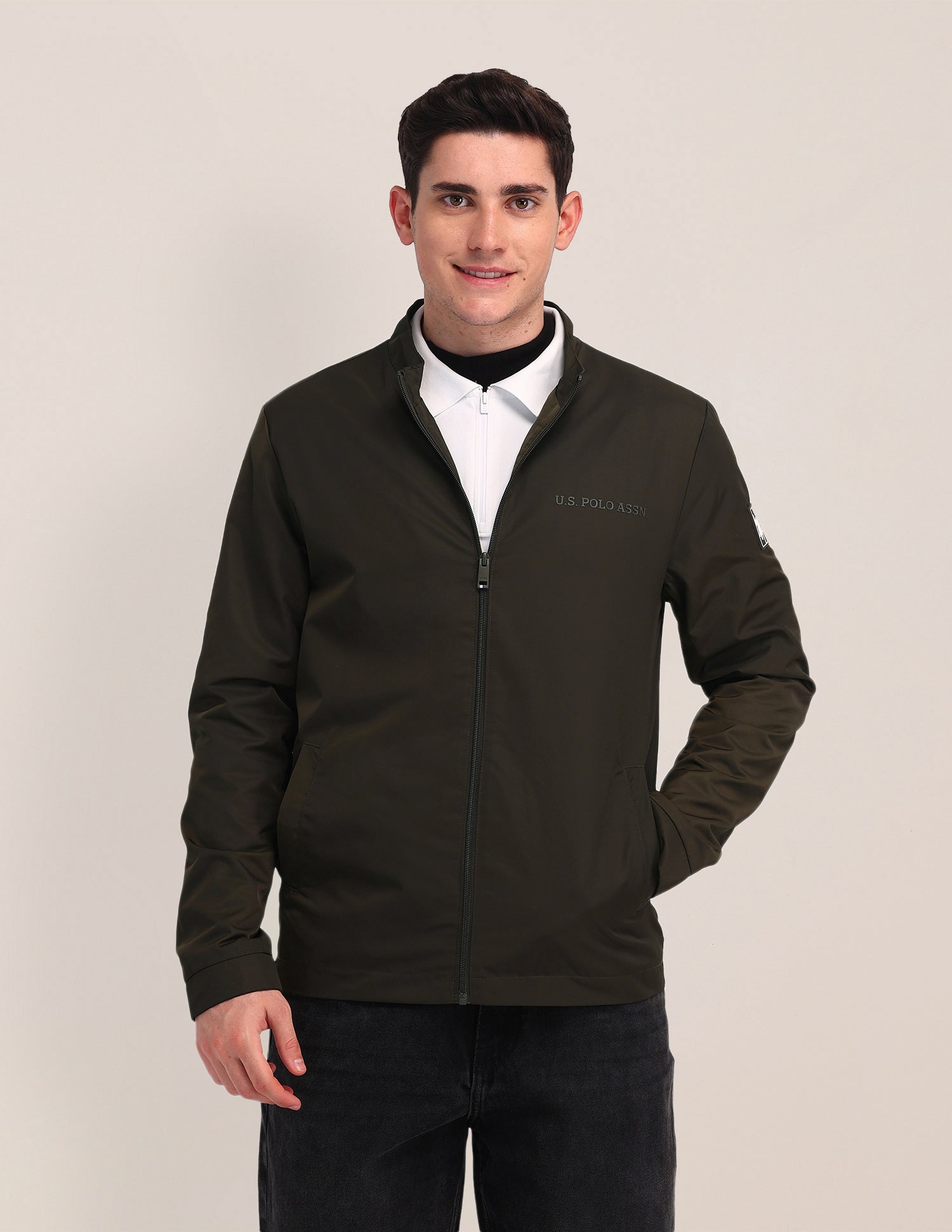 Solid Casual Jacket Olive - U.S. POLO ASSN. | Large