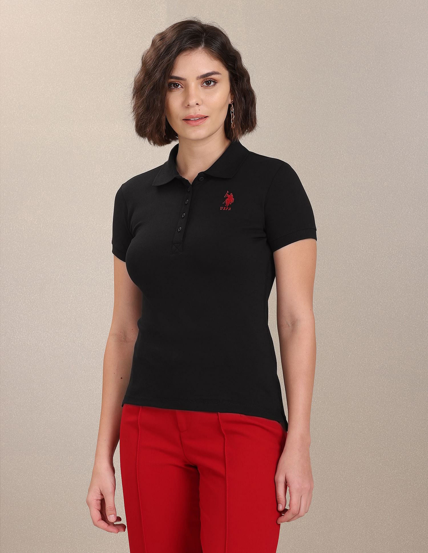 Solid Pique Polo Shirt Black - U.S. POLO ASSN. | Large