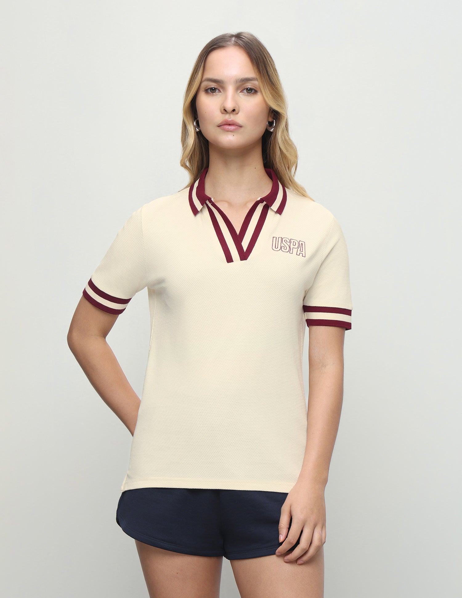 Solid Regular Fit Polo Shirt Off-White - U.S. Polo Assn. India | Large