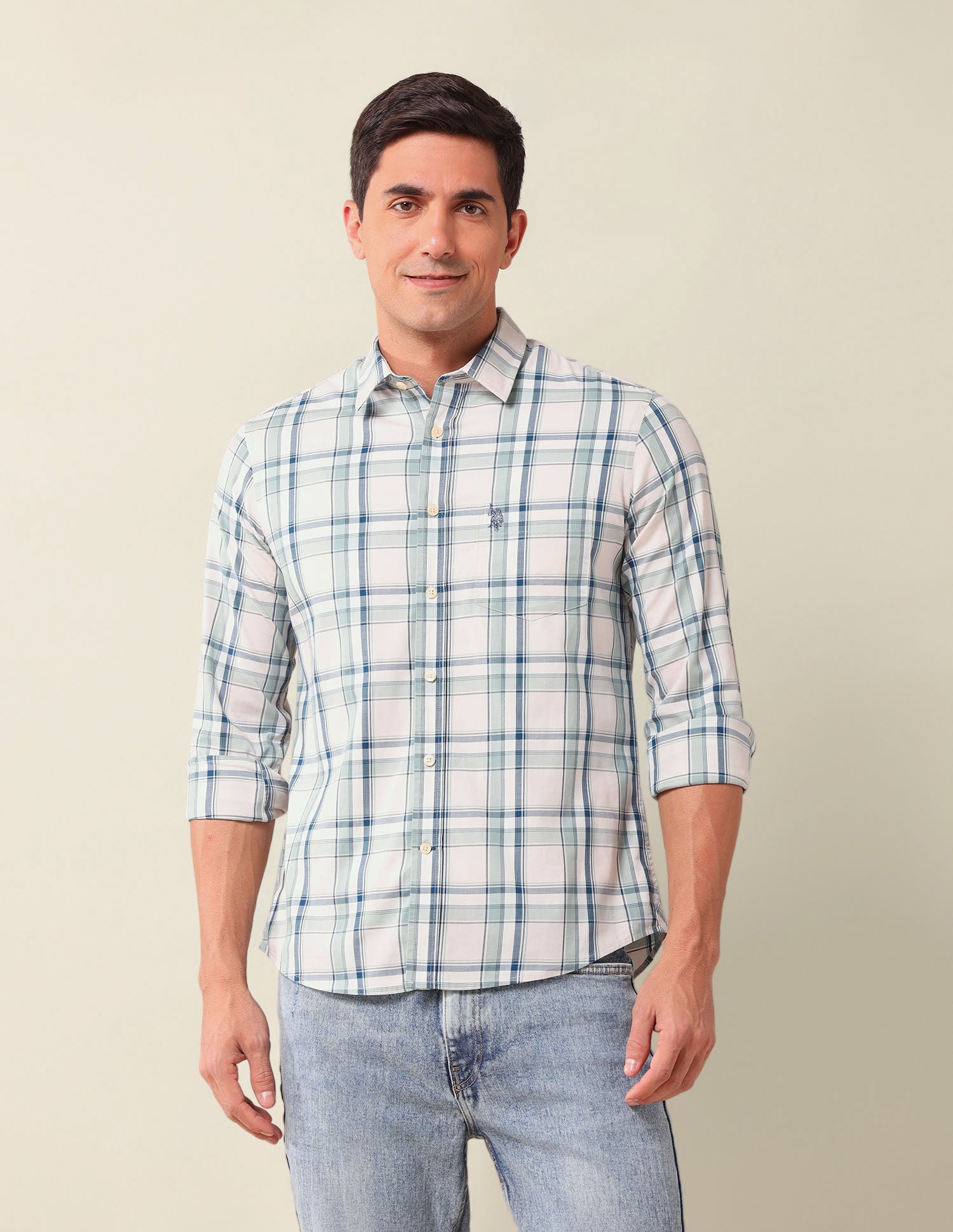Plaid Checked Tailored Fit Shirt Green - U.S. POLO ASSN. | Large