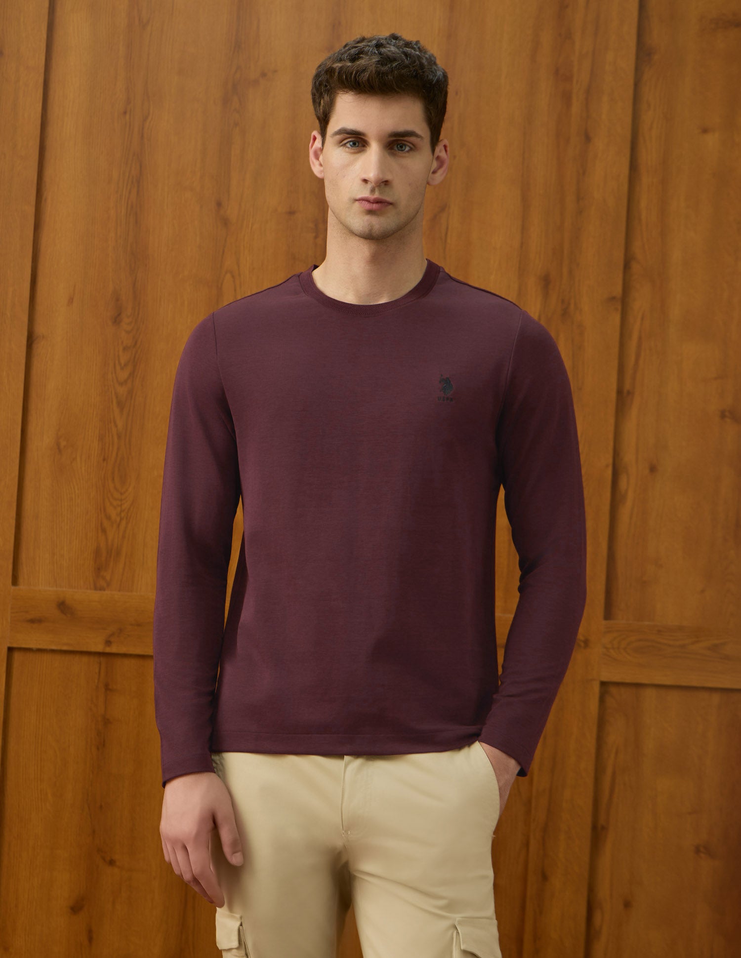 Solid Slim Fit Varsity Theatre T-Shirt Maroon - U.S. POLO ASSN. | Large