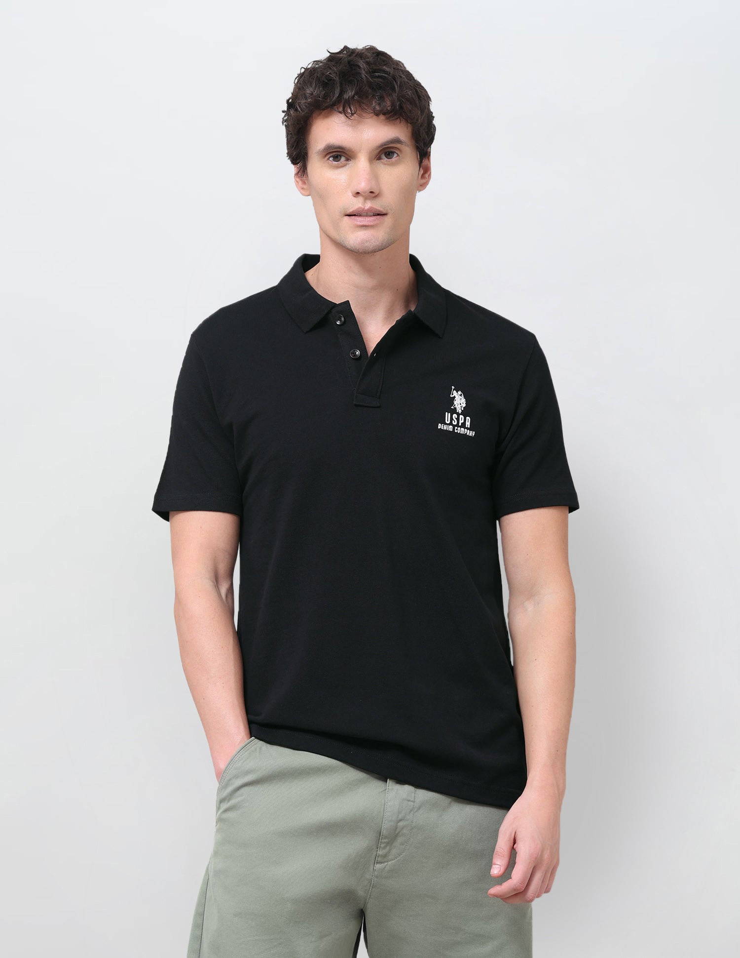 Solid Slim Fit Polo Shirt Black - U.S. Polo Assn. India | Large
