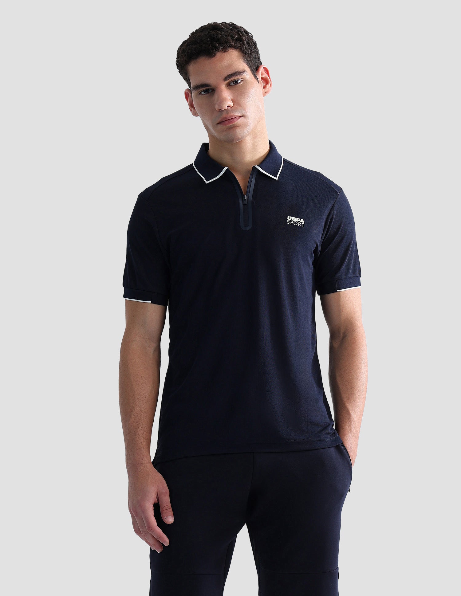 Solid Slim Fit Active Polo Shirt Navy - U.S. POLO ASSN. | Large