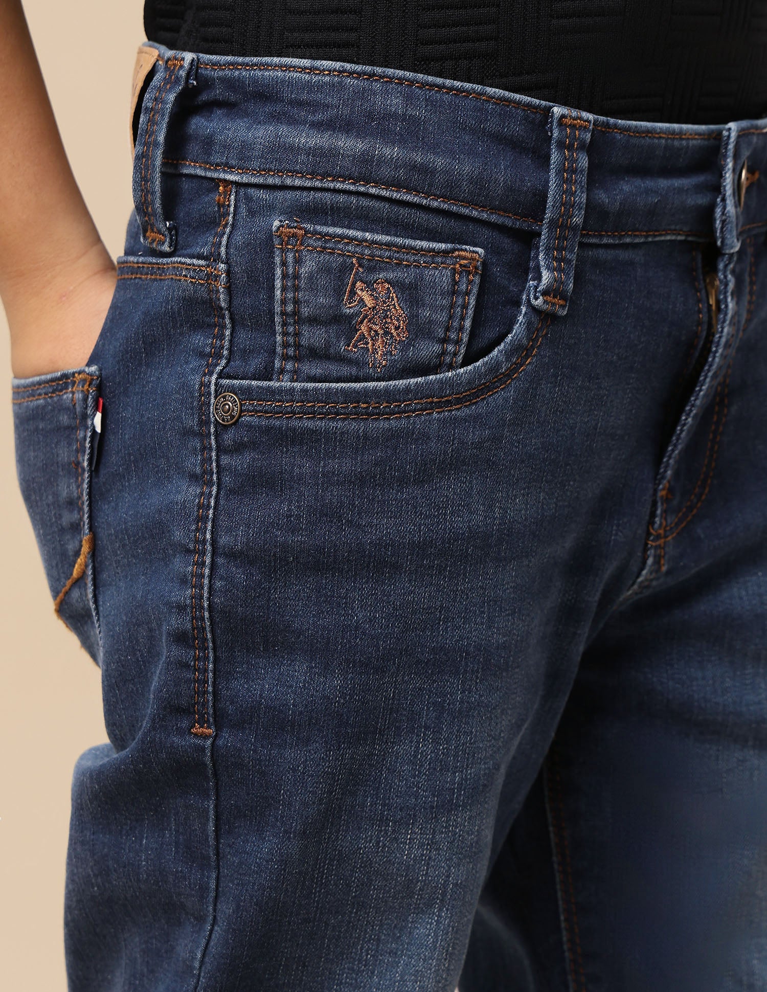 Boys Whiskered Slim Fit Jeans Mid Wash - U.S. POLO ASSN. | Large