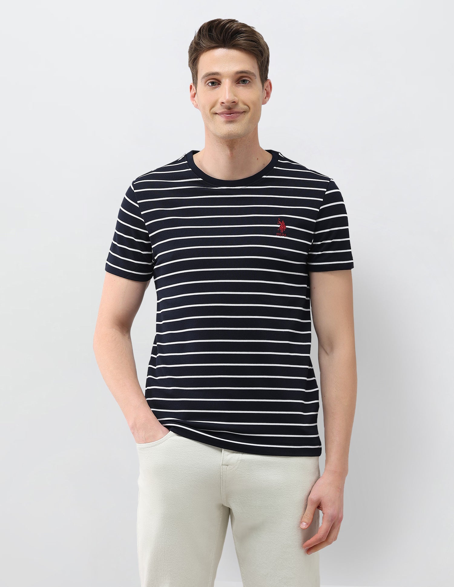Horizontal Striped Slim Fit T-Shirt Navy - U.S. Polo Assn. India | Large