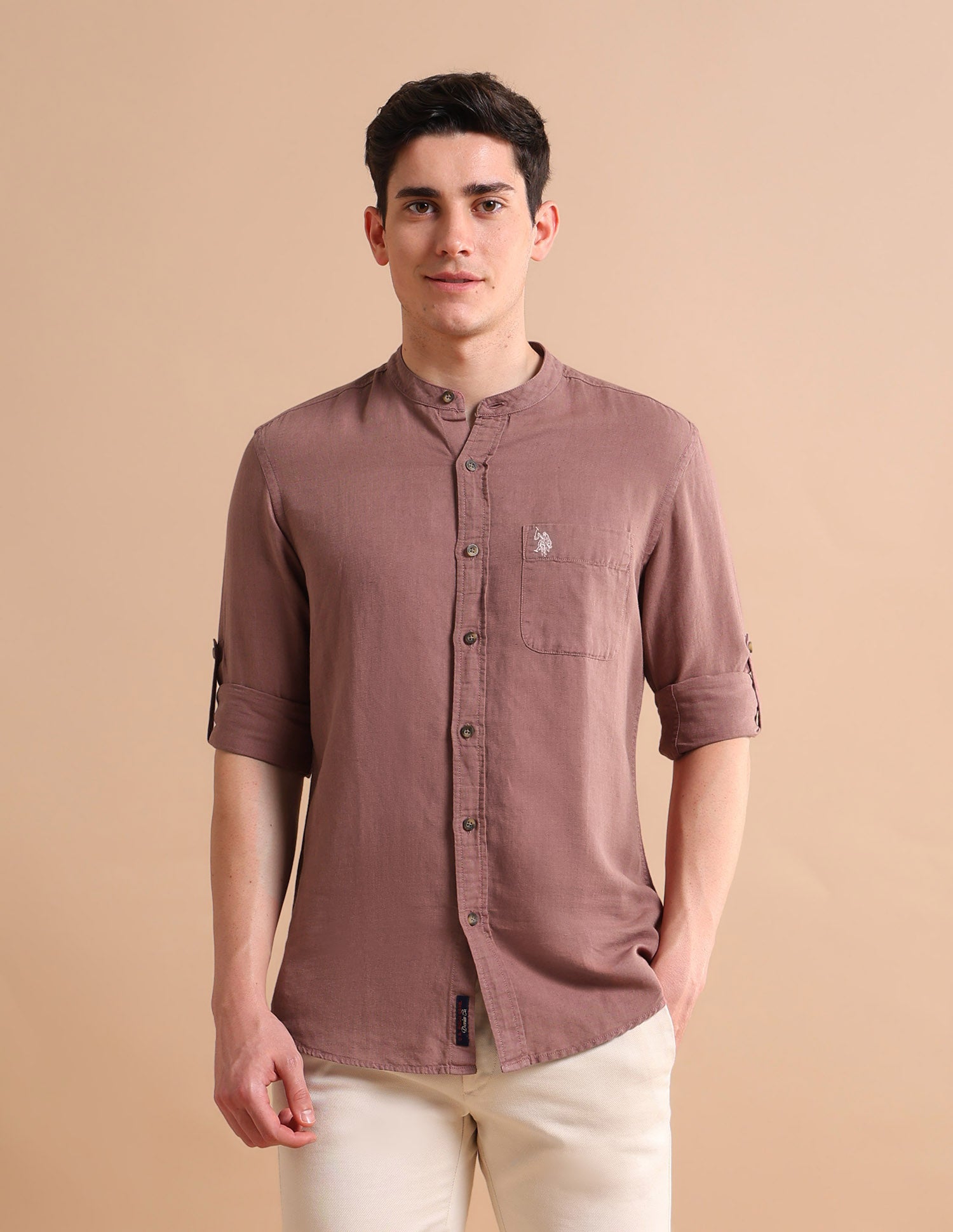Dyed Linen Shirt Dusty Rose - U.S. POLO ASSN. | Large