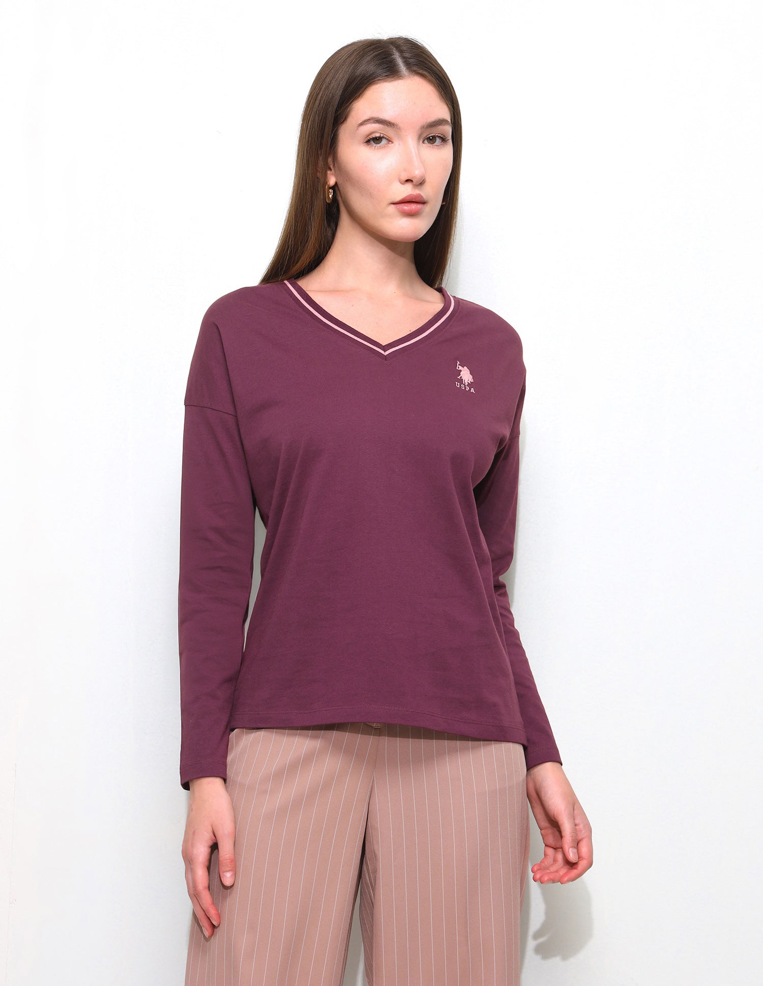 Relaxed Fit Drop Shoulder T-Shirt Wine - U.S. Polo Assn. India | Large