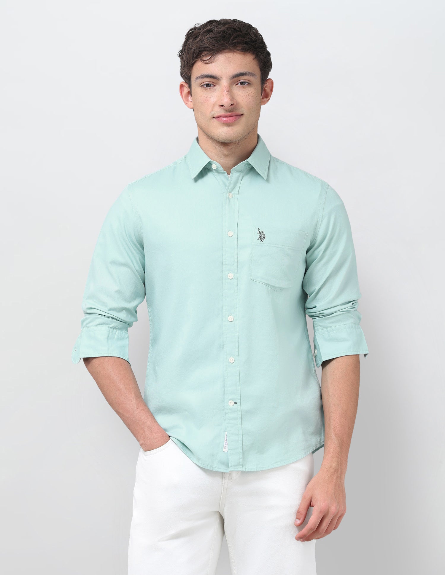 Solid Tailored Fit Shirt Mint - U.S. Polo Assn. India | Large