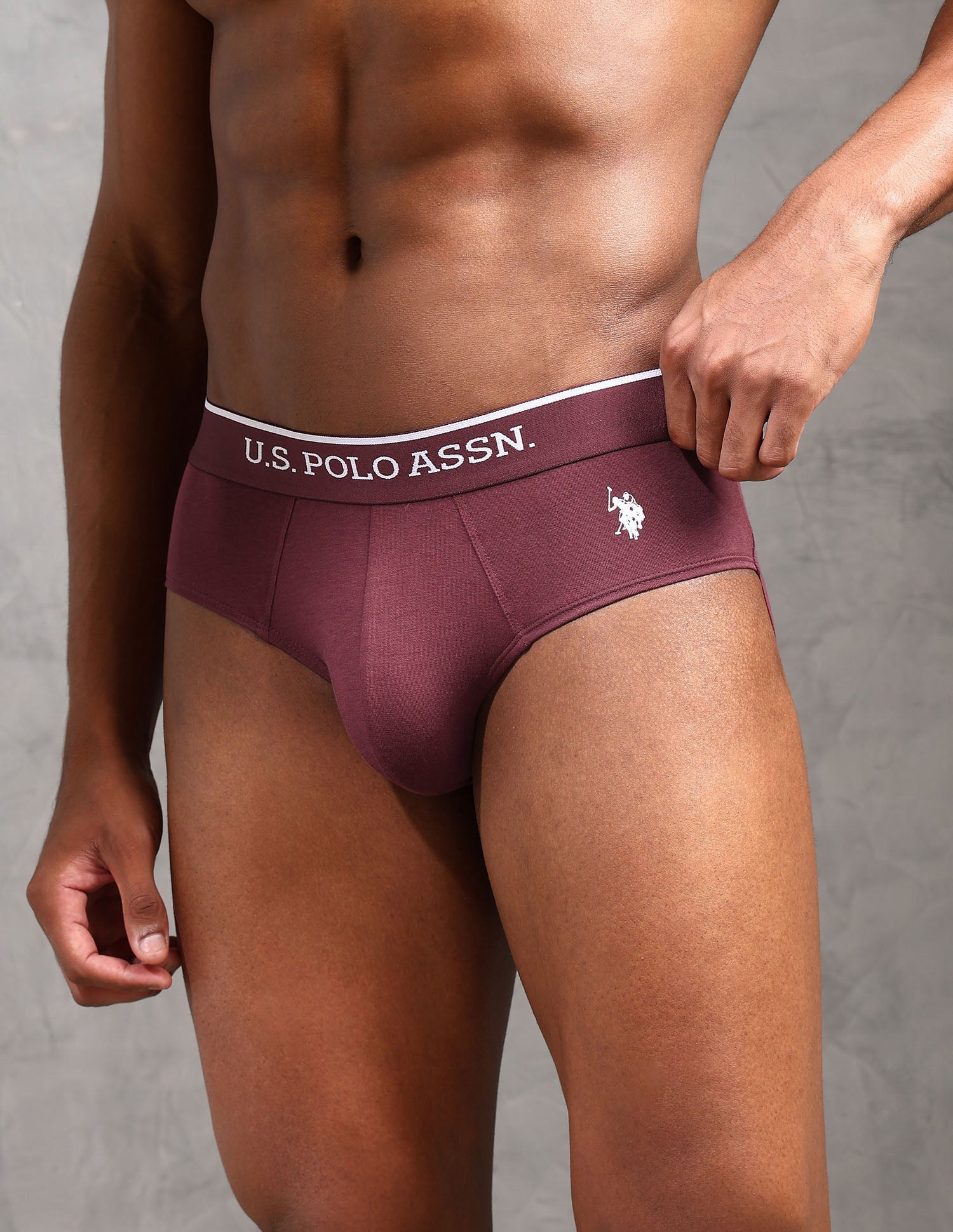 Elasticized Waist Solid EB004 Briefs - Pack Of 2 Port Royal and Olive - U.S. POLO ASSN. | Large