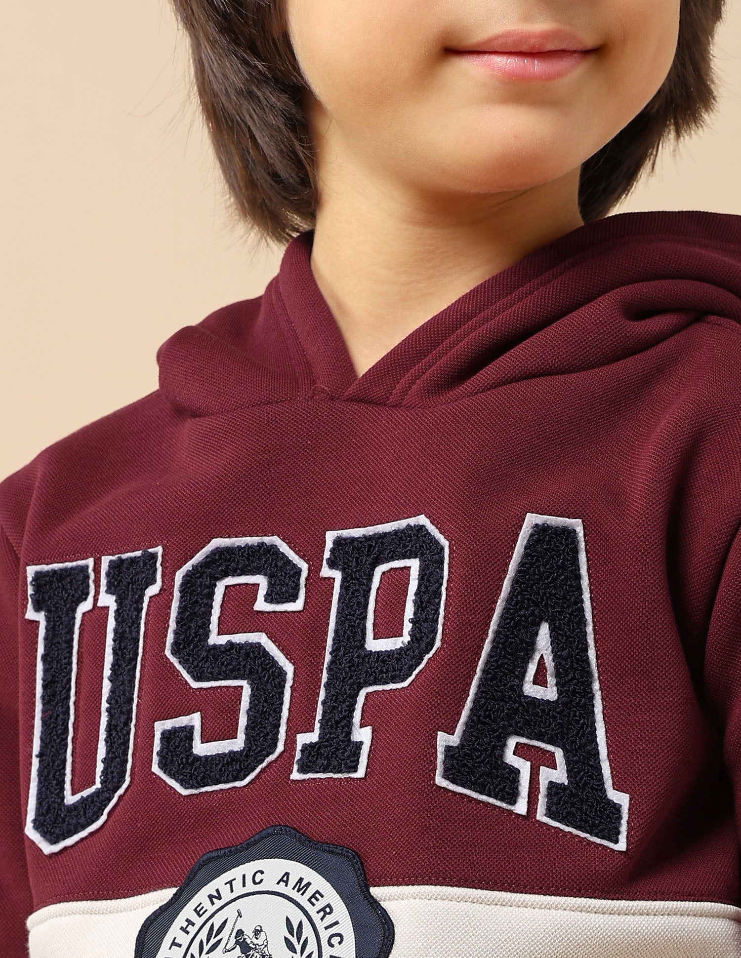 Boys Brand Appliqued Regular Fit Sweatshirt Maroon - U.S. POLO ASSN. | Large