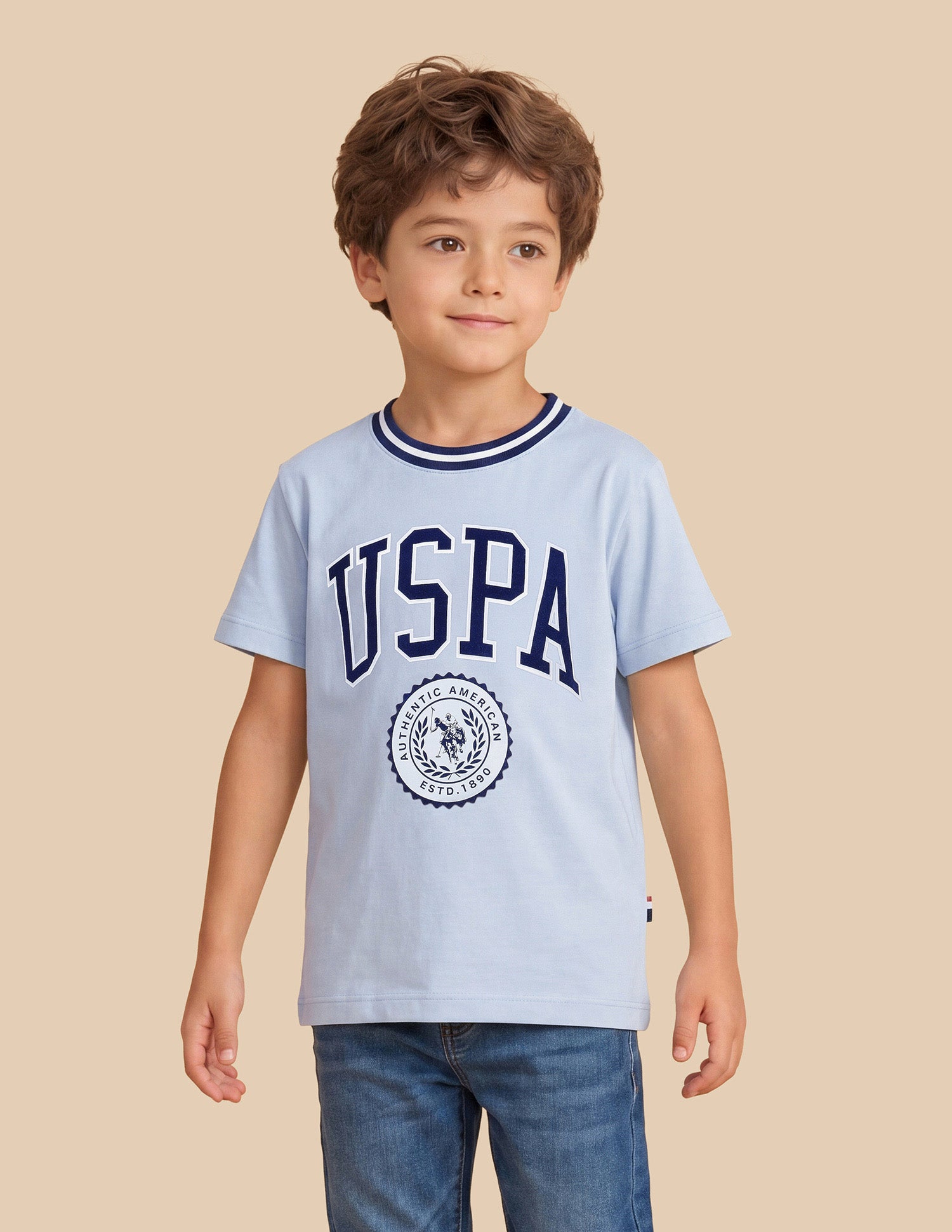 Graphic Brand Printed Regular Fit T-Shirt Light Blue - U.S. Polo Assn. India | Large