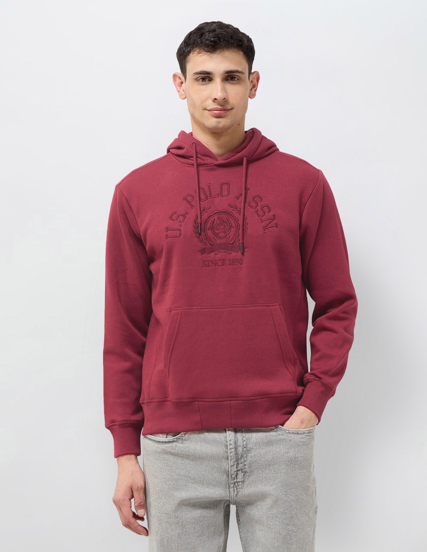 Brand Embroidered Regular Fit Sweatshirt Maroon - U.S. POLO ASSN. | Large