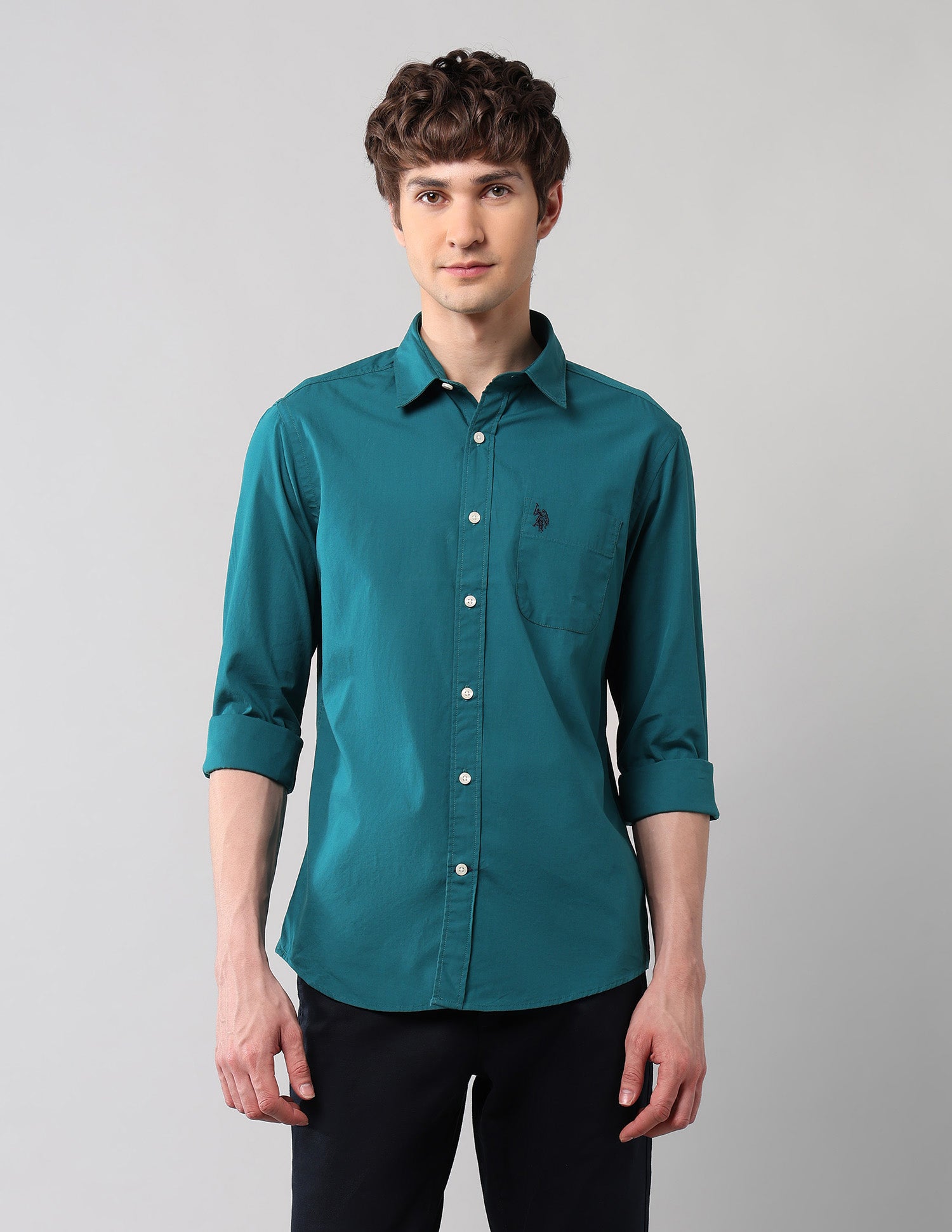 Pure Cotton Regular Fit Shirt Teal - U.S. Polo Assn. India | Large