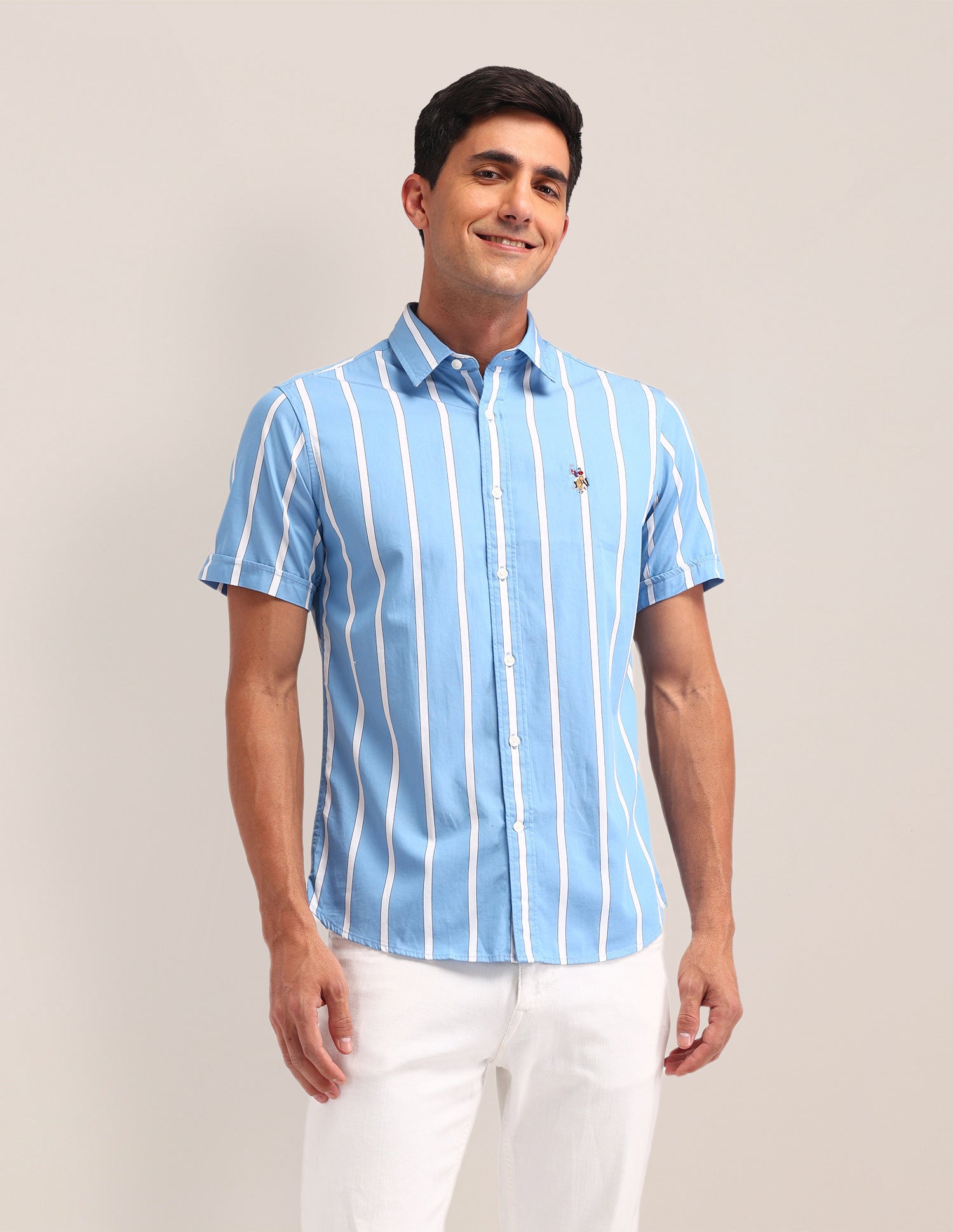 Vertical Striped Regular Fit Shirt Blue - U.S. Polo Assn. India | Large