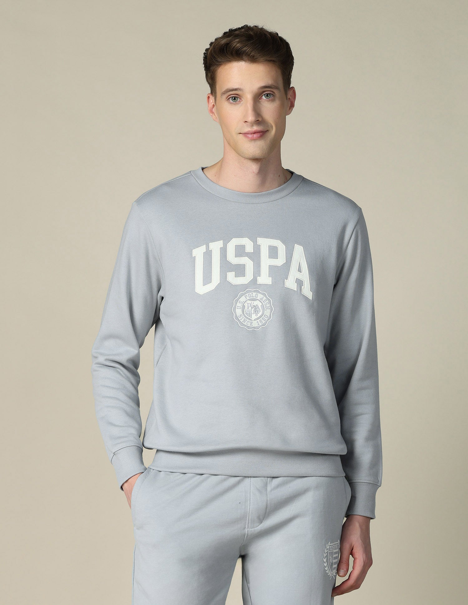 Brand Embroidered Regular Fit Sweatshirt Light Grey - U.S. POLO ASSN. | Large