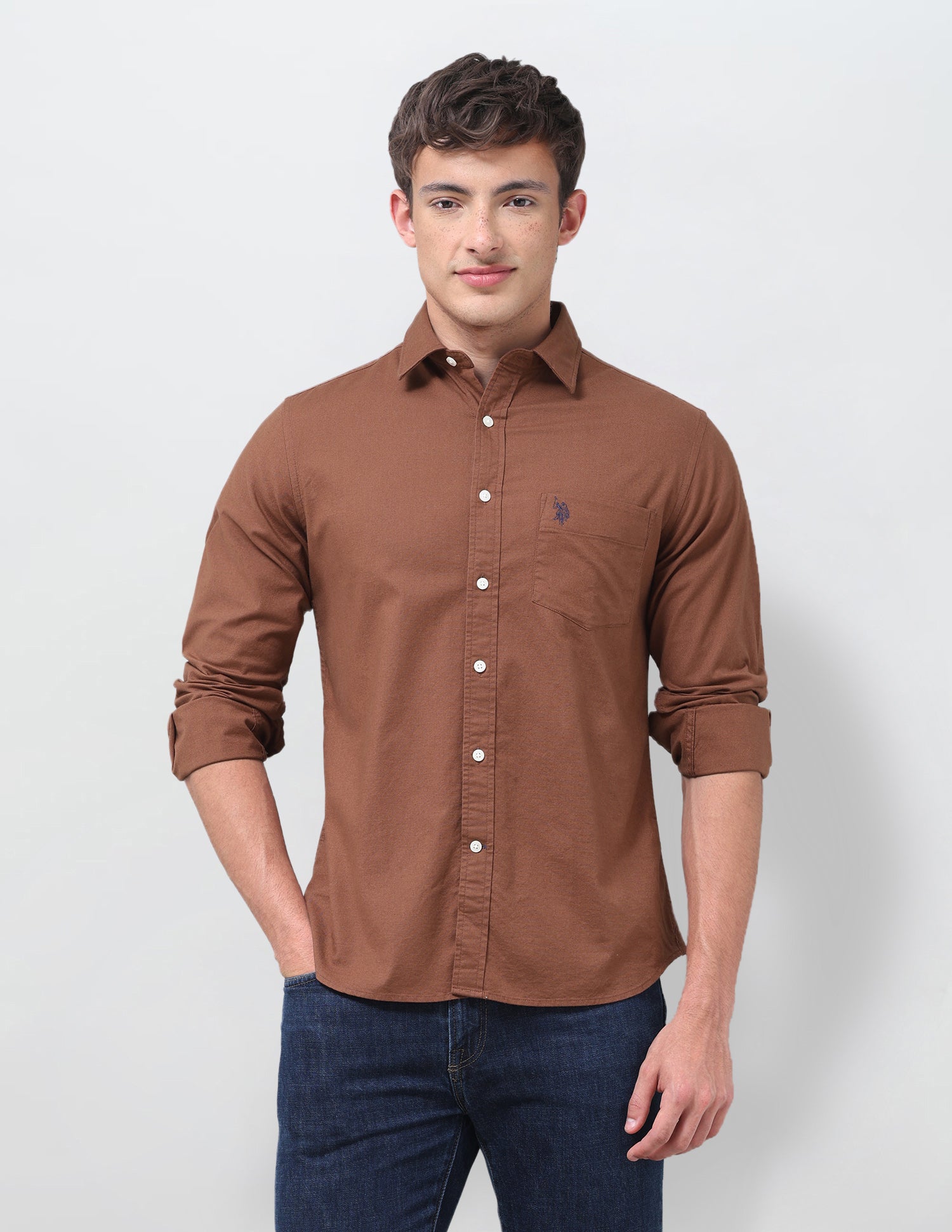 Tailored Fit Oxford Shirt Rust - U.S. Polo Assn. India | Large