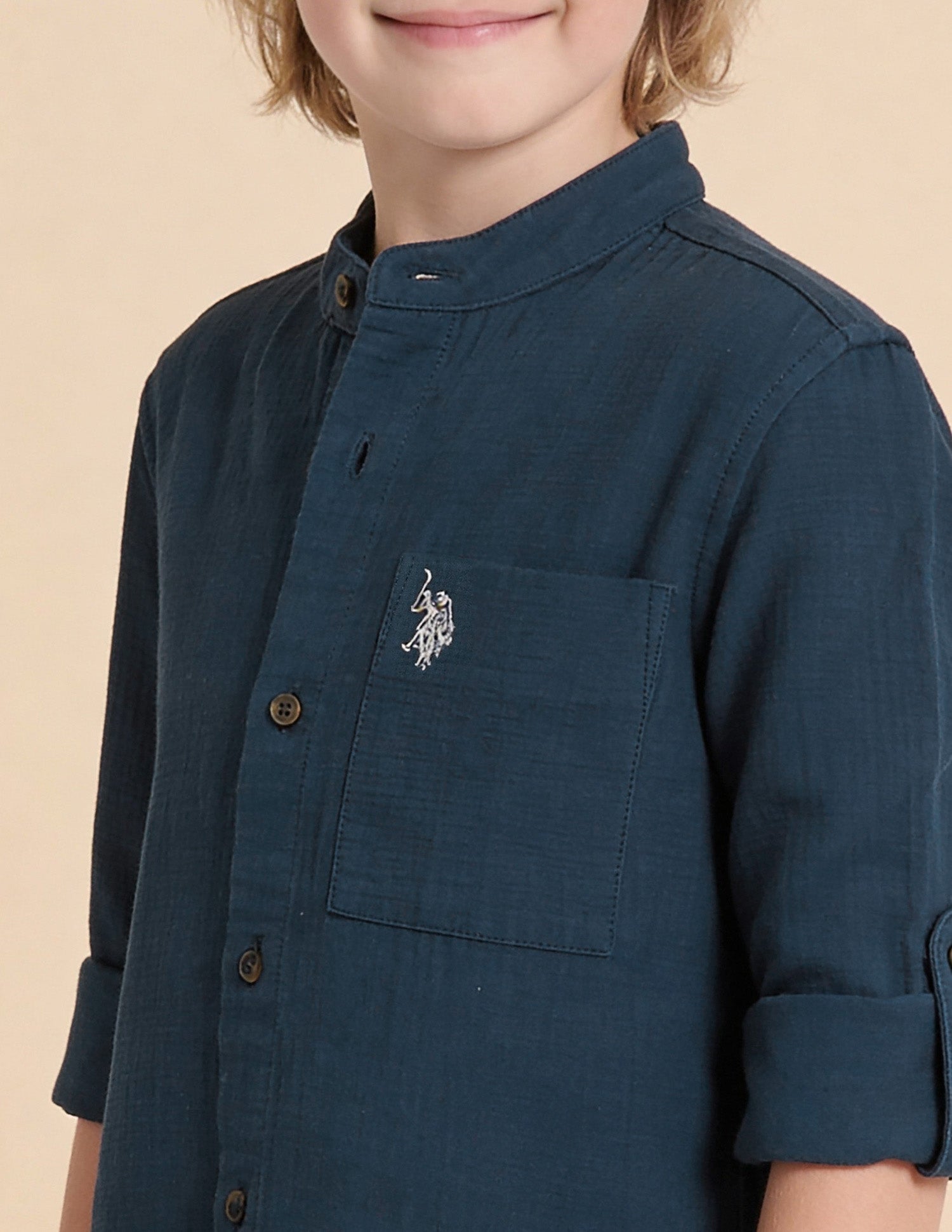 Solid Regular Fit Shirt Blue - U.S. Polo Assn. India | Large