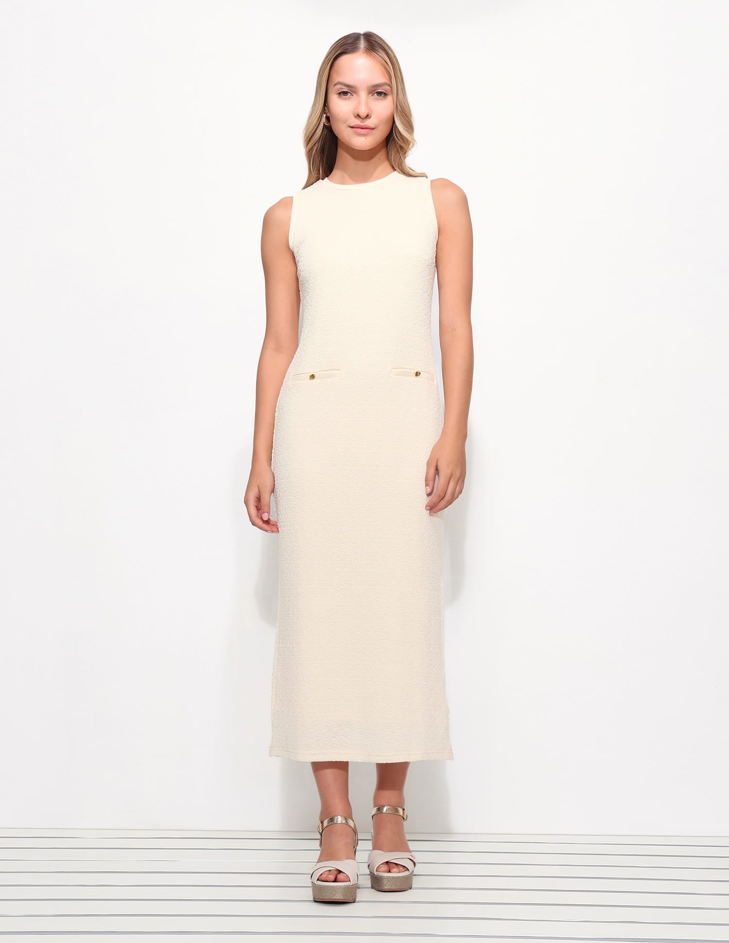Textured Midi Sheath Dress White - U.S. Polo Assn. India | Large