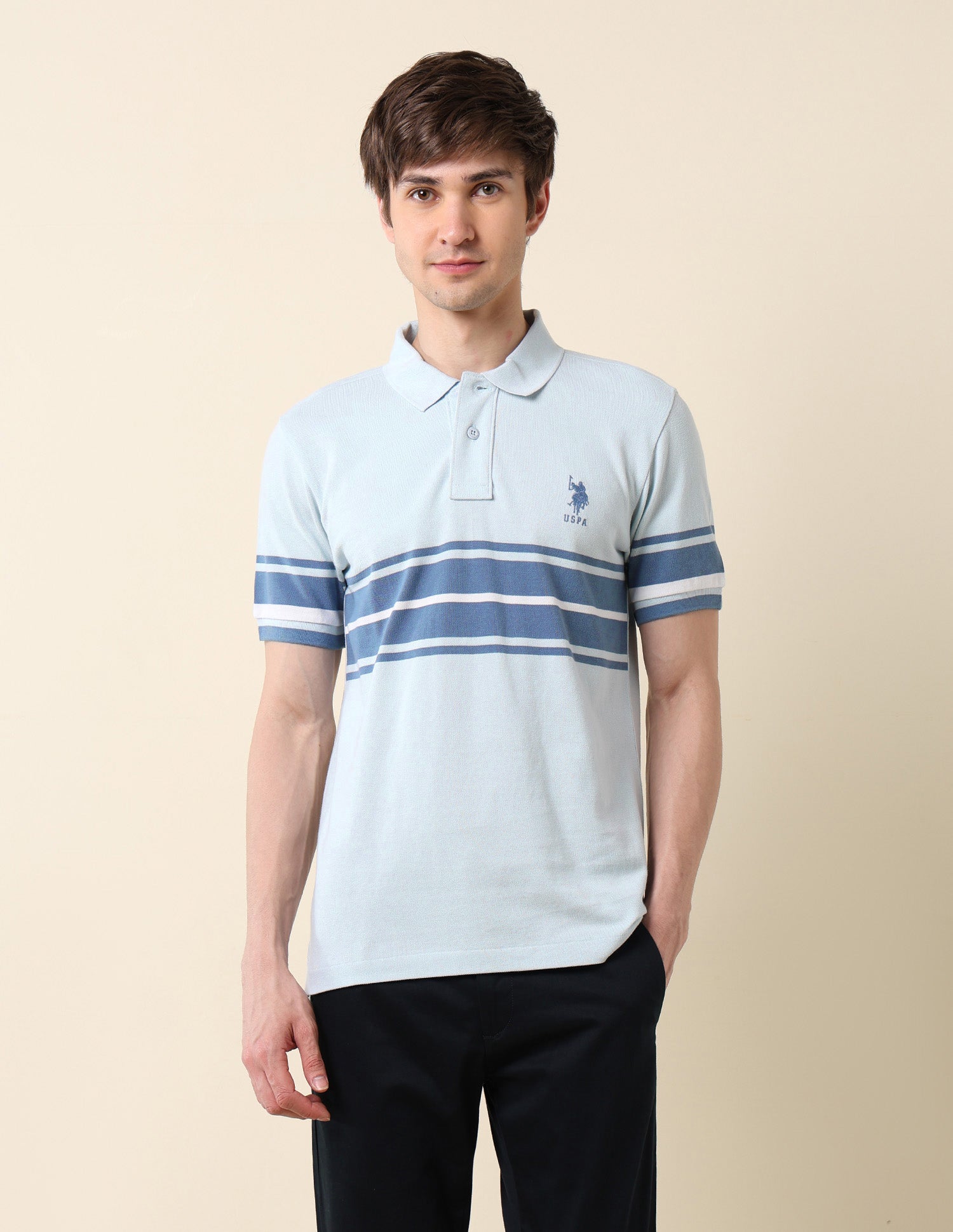 Colourblocked Classic Polo Shirt Light Blue - U.S. POLO ASSN. | Large