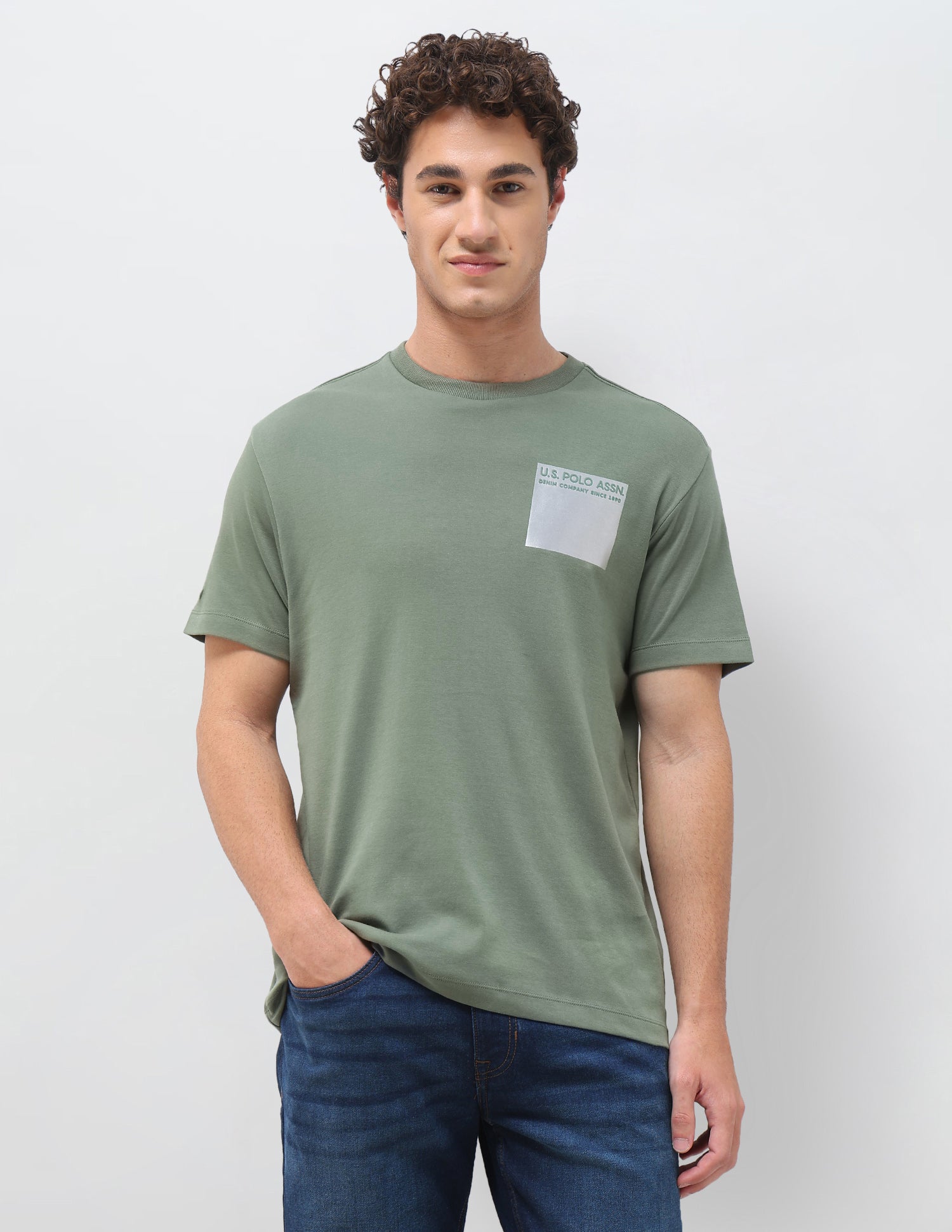 Solid Slim Fit T-Shirt Green - U.S. Polo Assn. India | Large