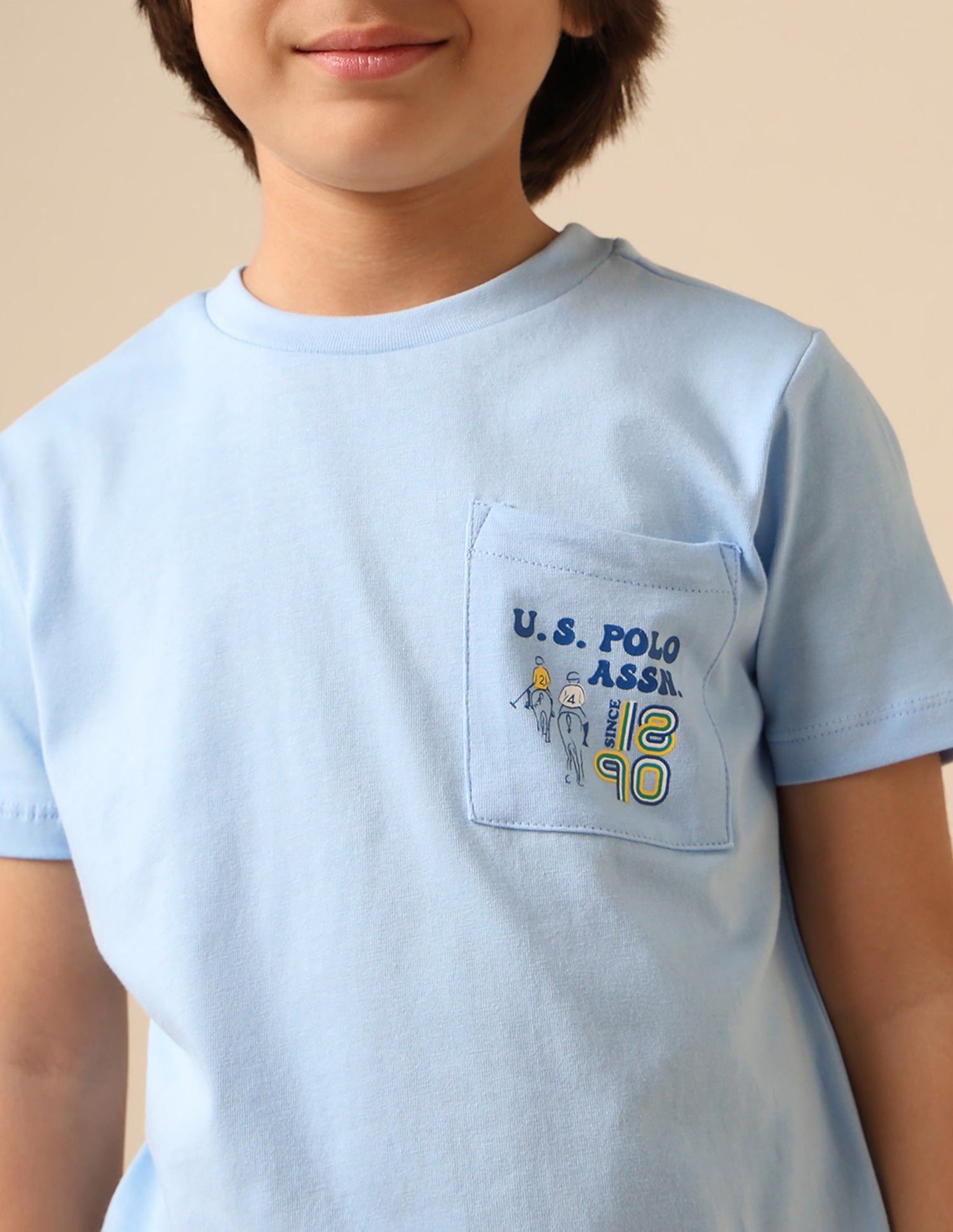 Boys Graphic Printed Regular Fit T Shirt Light Blue - U.S. POLO ASSN. | Large