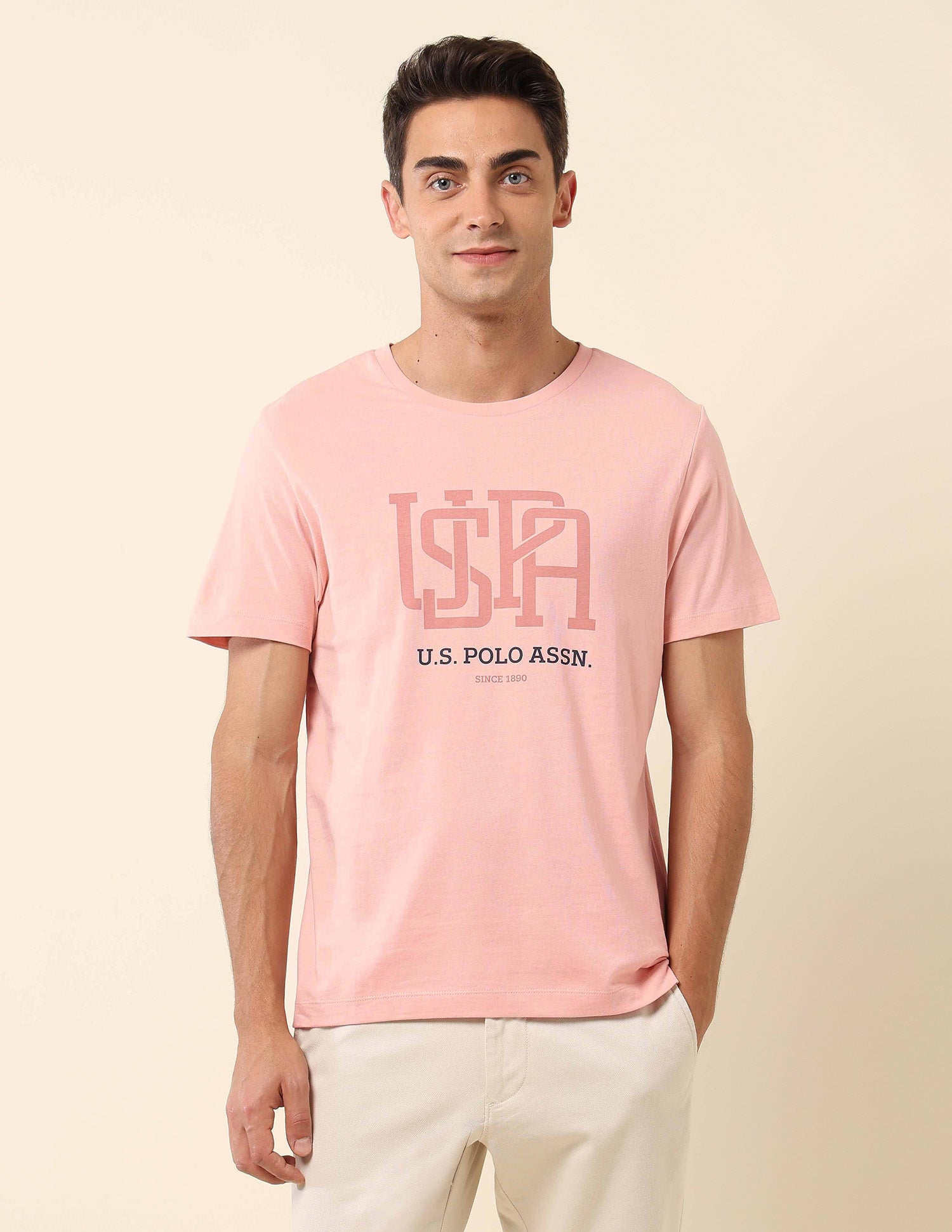 Brand Printed Slim Fit T- Shirt Light Pink - U.S. POLO ASSN. | Large