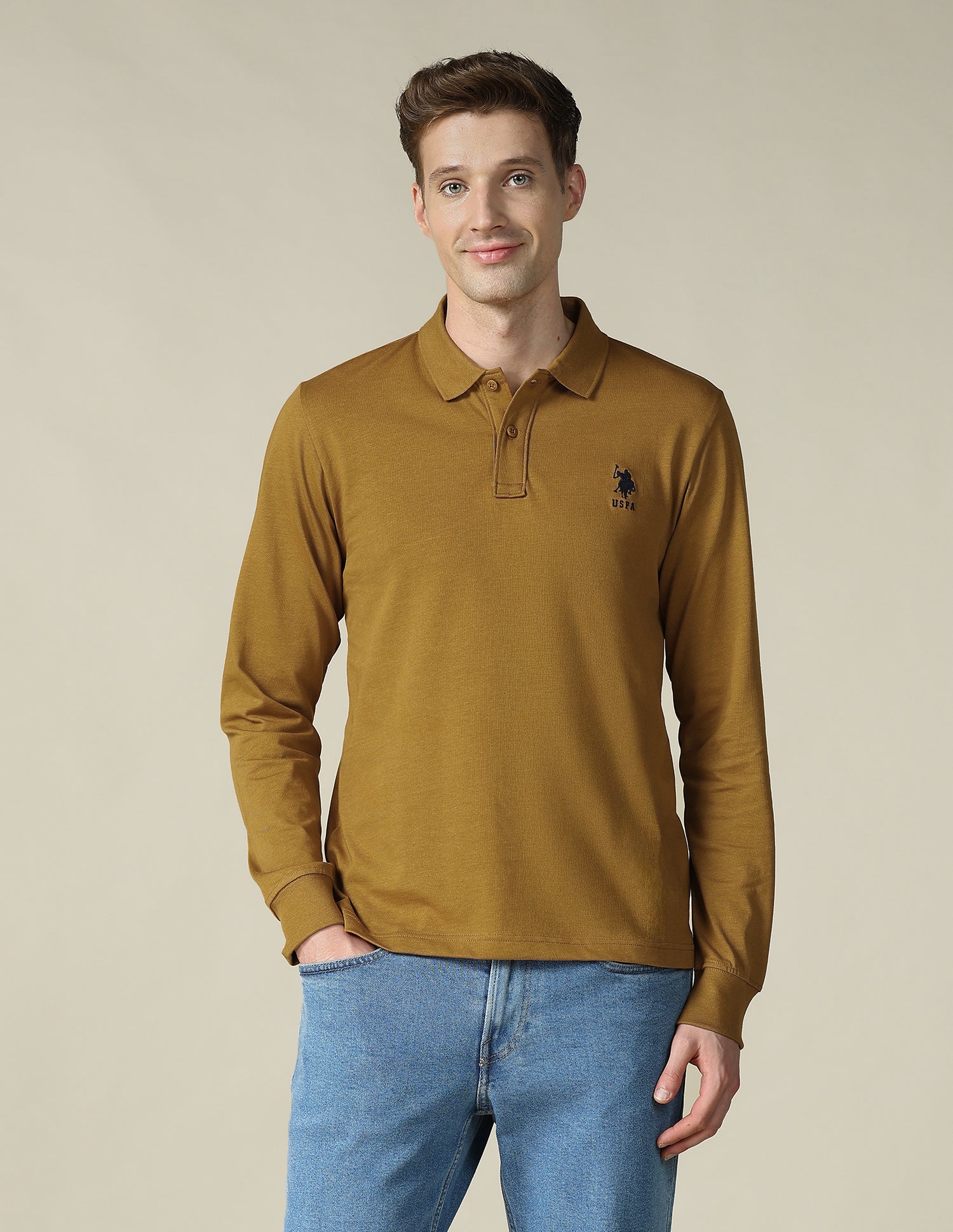 Solid Regular Fit Polo Shirt Brown - U.S. Polo Assn. India | Large