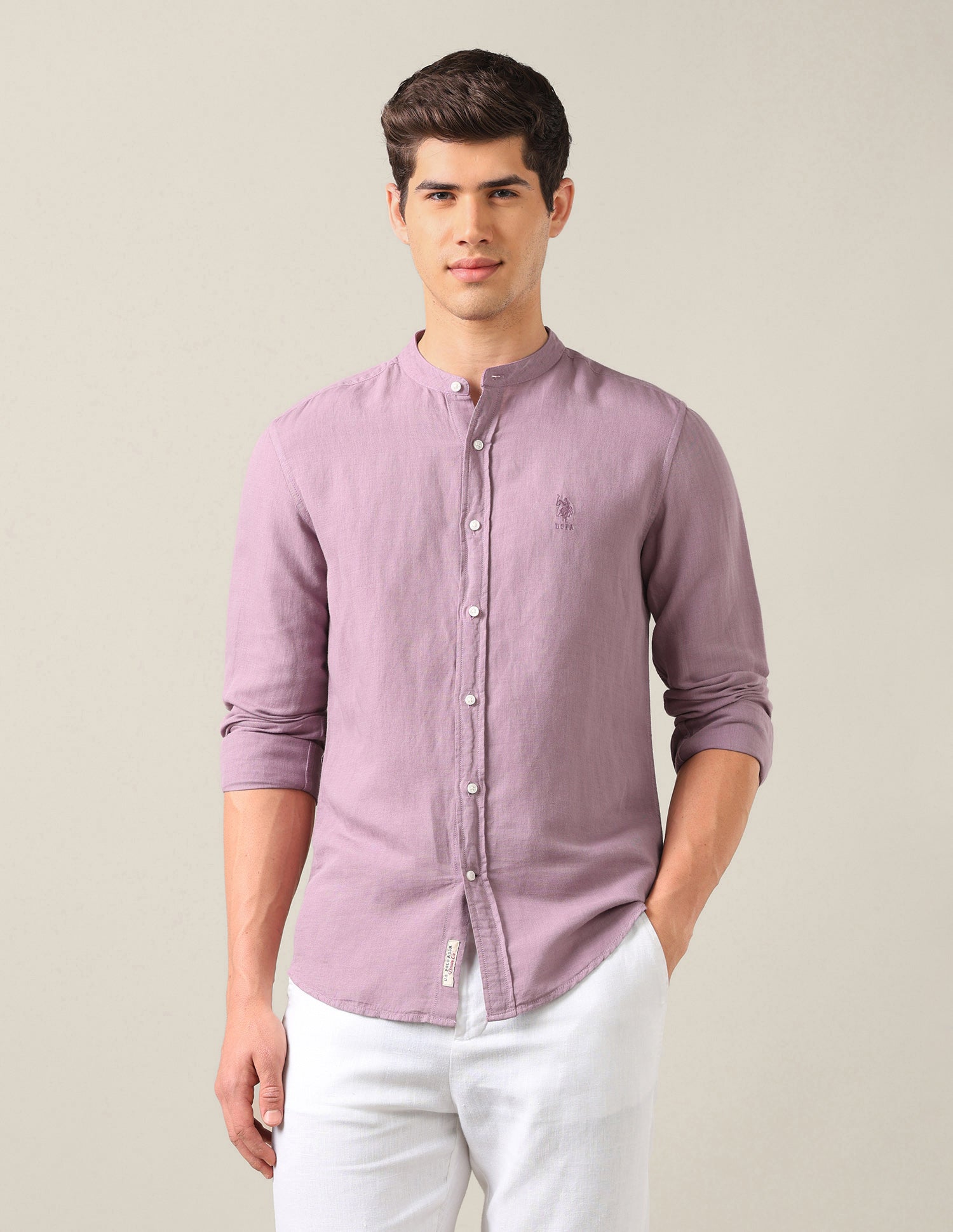Solid Regular Fit Shirt Mauve - U.S. Polo Assn. India | Large