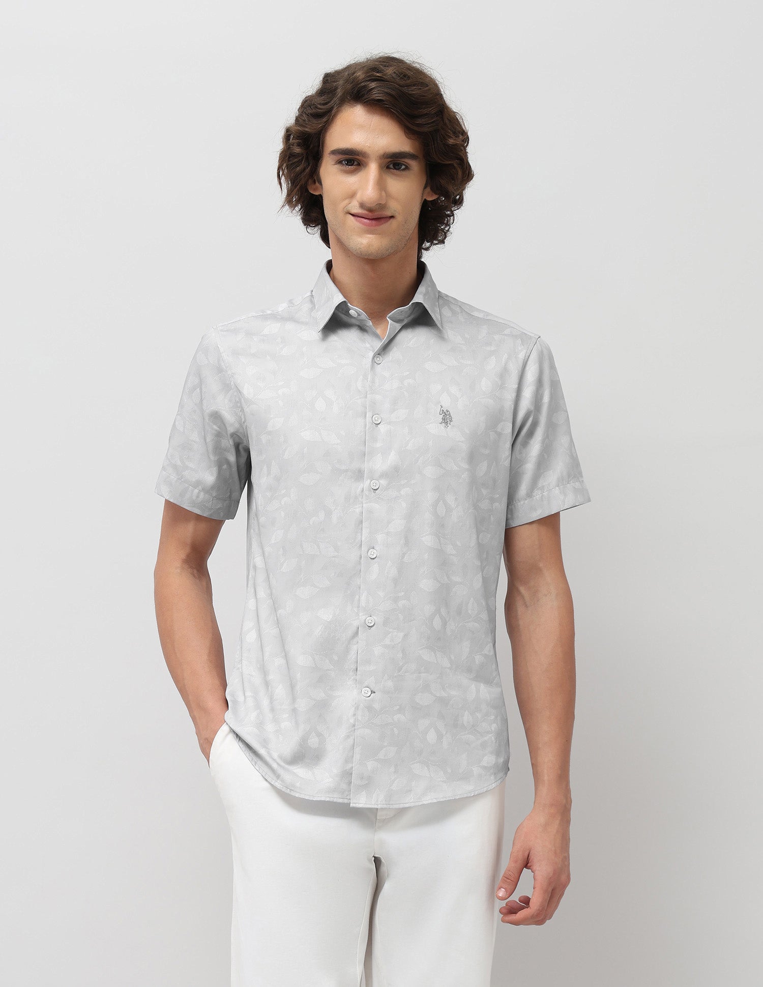 Tailored Fit Satin Shirt Grey - U.S. Polo Assn. India | Large