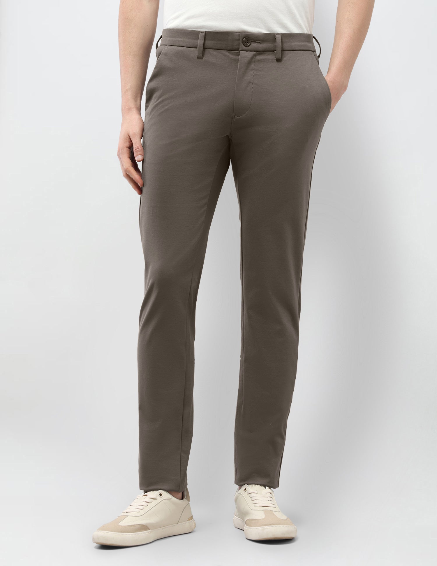 Solid Austin Slim Fit Trousers Brown - U.S. Polo Assn. India | Large