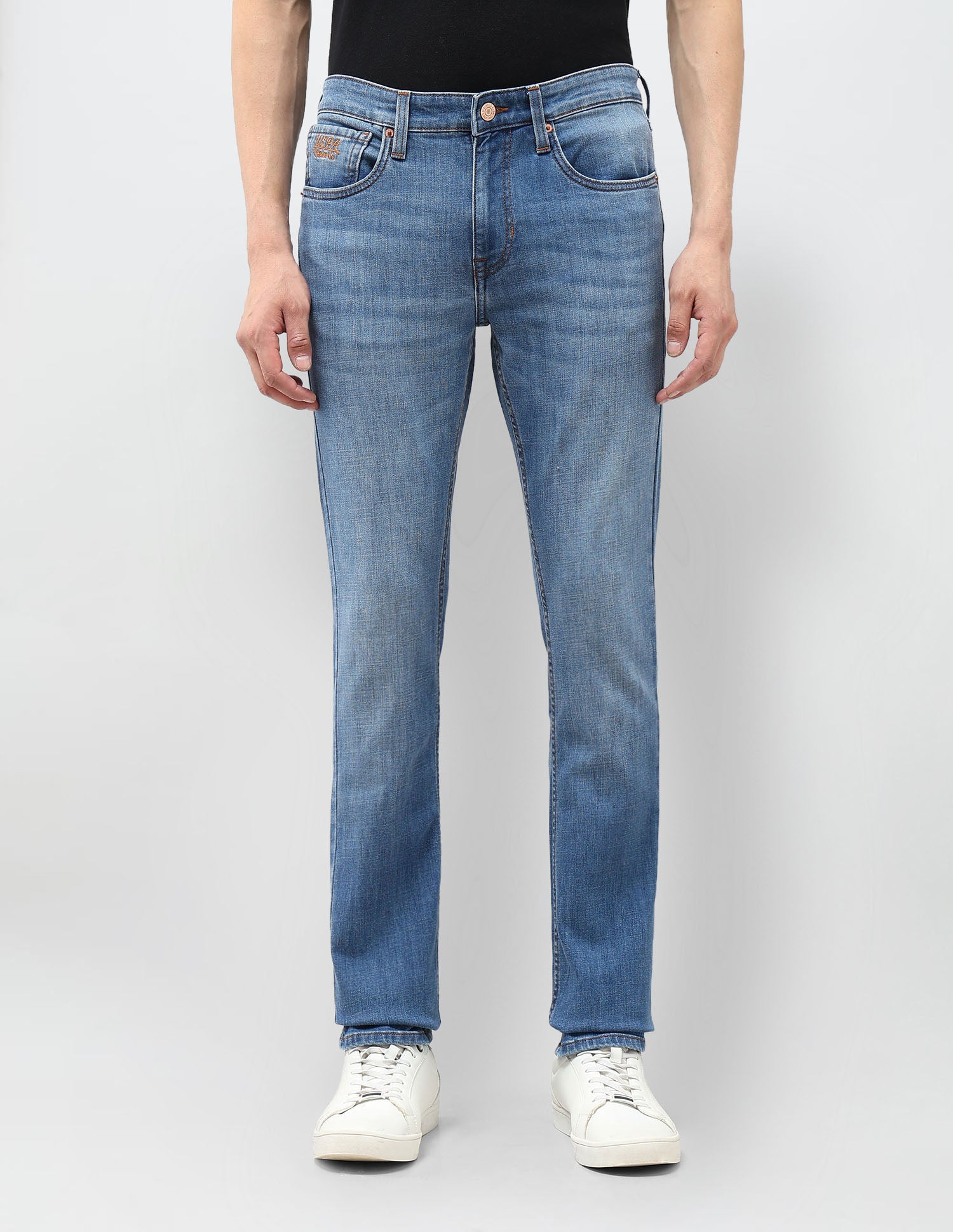 Regallo Skinny Fit Whiskered Jeans Med Blue - U.S. Polo Assn. India | Large