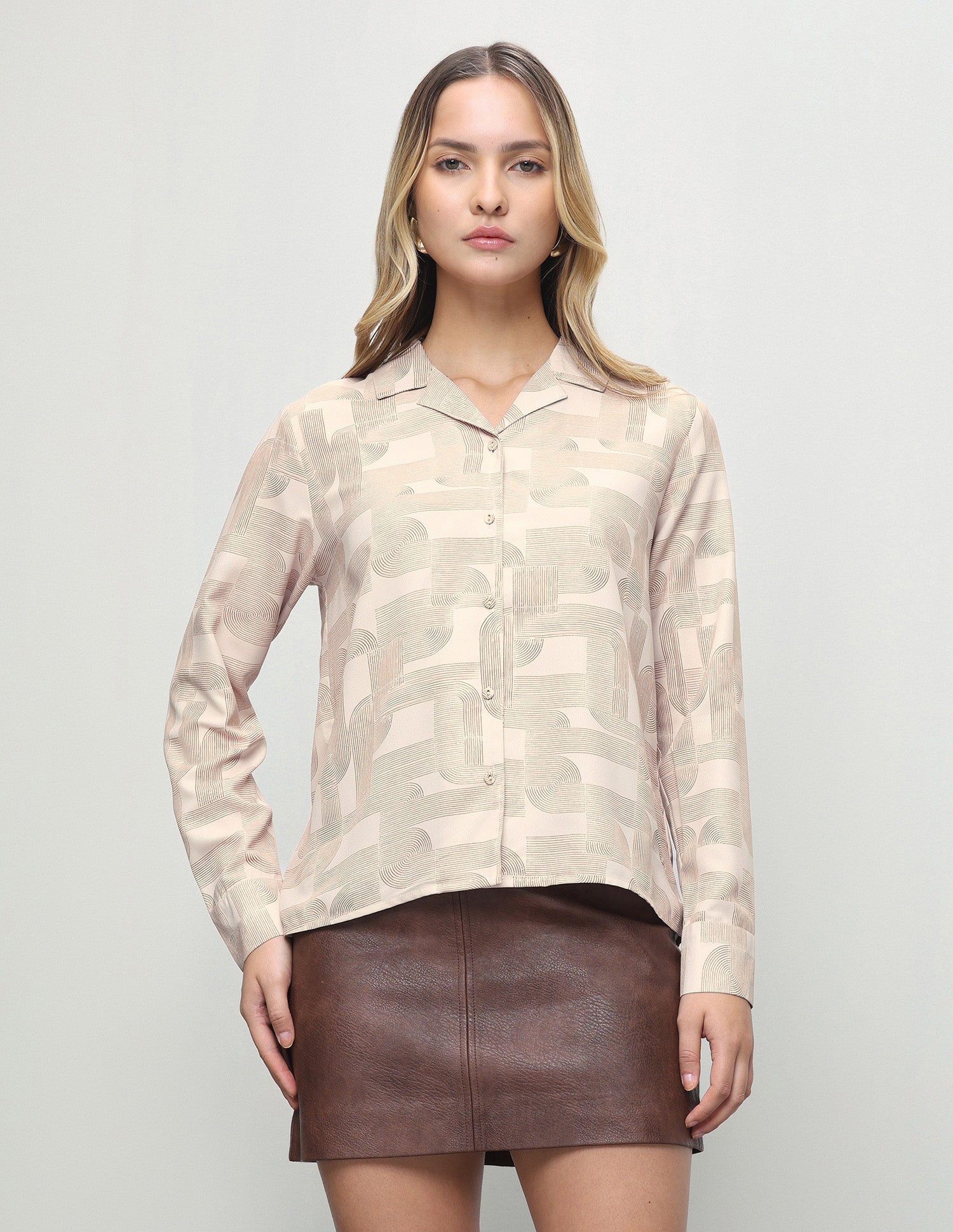 Abstract Printed Regular Fit Shirt Beige - U.S. Polo Assn. India | Large
