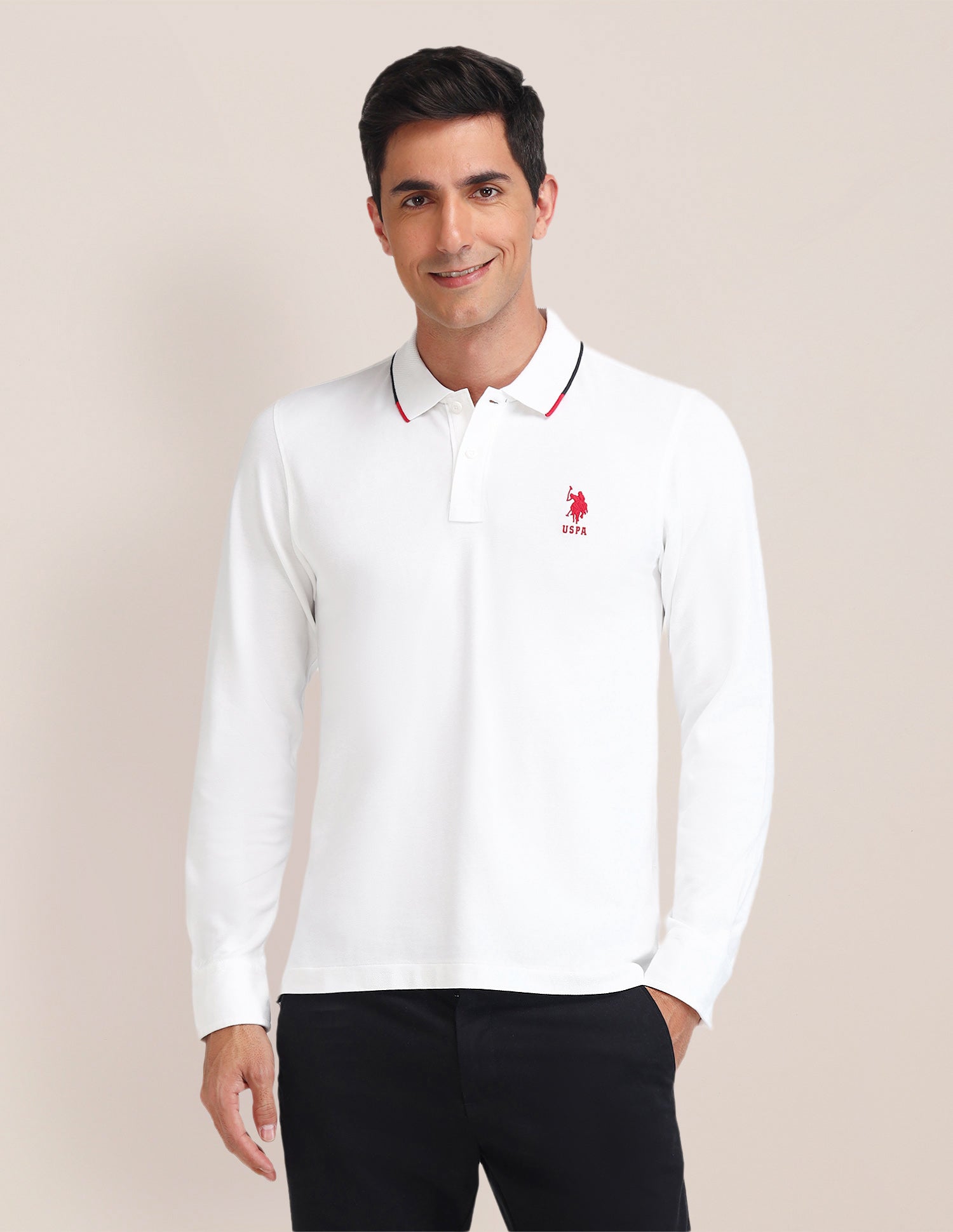 Solid Pattern Slim Fit Polo Shirt White - U.S. POLO ASSN. | Large