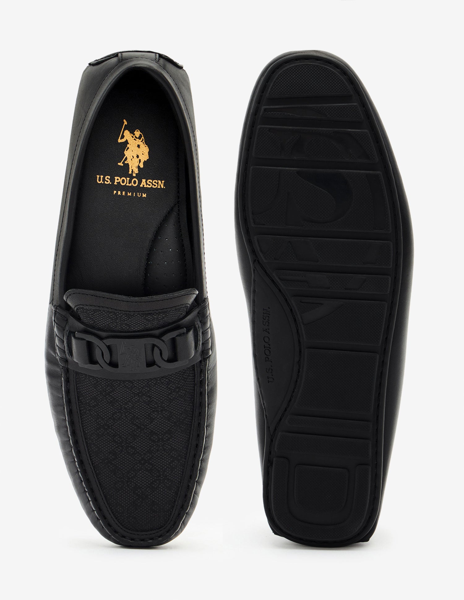 Textured Leather Alvo Loafers Black - U.S. Polo Assn. India | Large