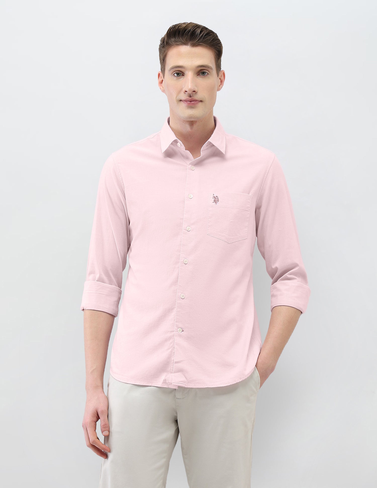 Solid Casa De Campo Shirt Light Pink - U.S. Polo Assn. India | Large