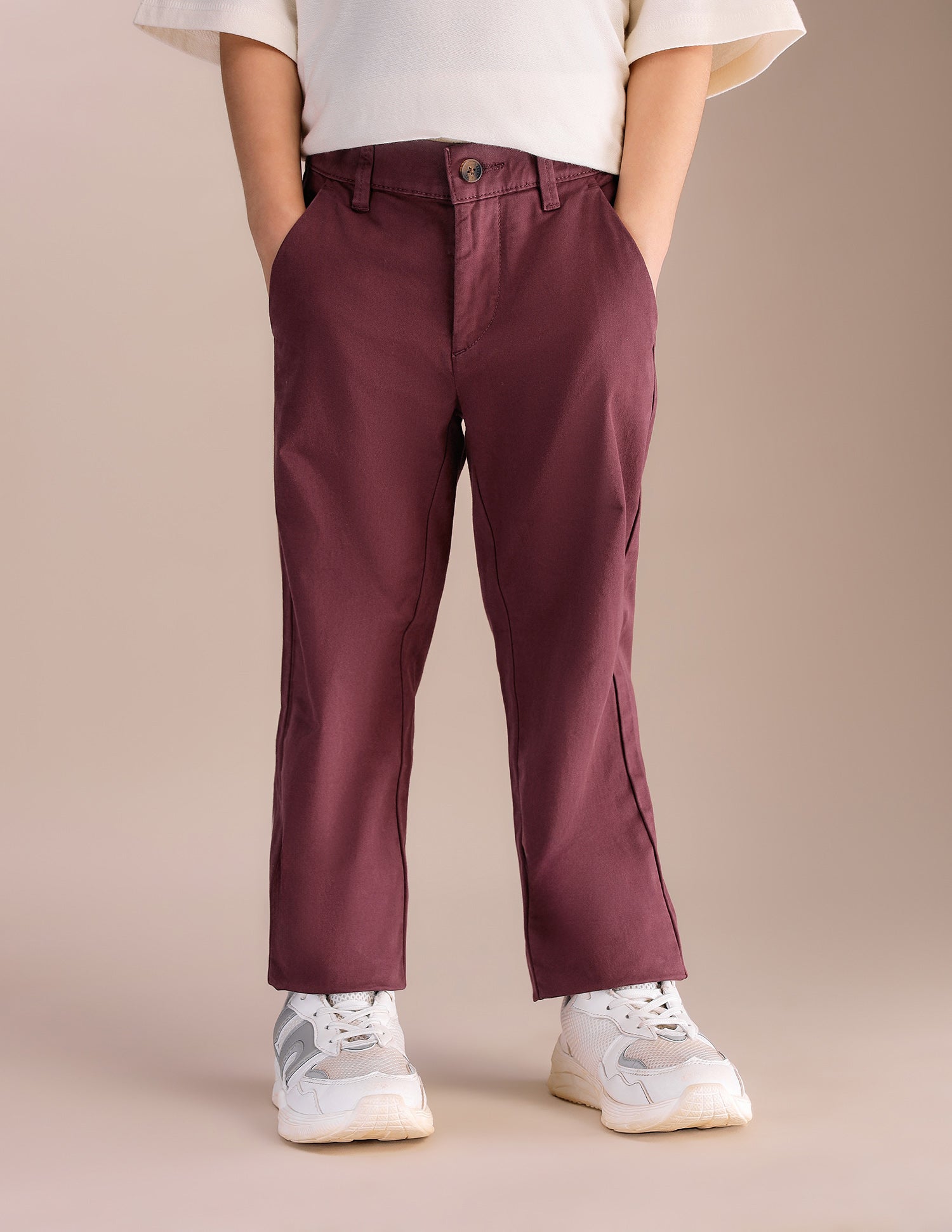 Boys Pure Cotton Twill Trousers Maroon - U.S. POLO ASSN. | Large