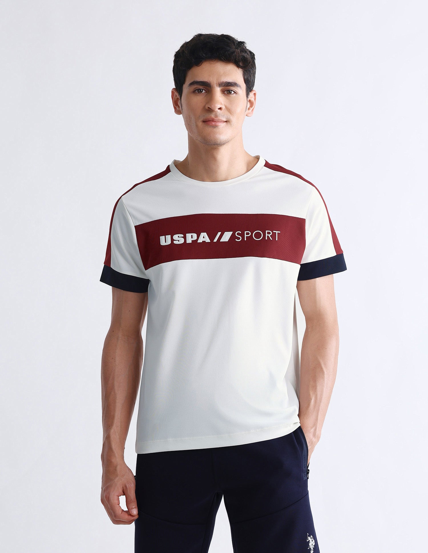 Brand Embossed Slim Fit T-Shirt Off White - U.S. Polo Assn. India | Large