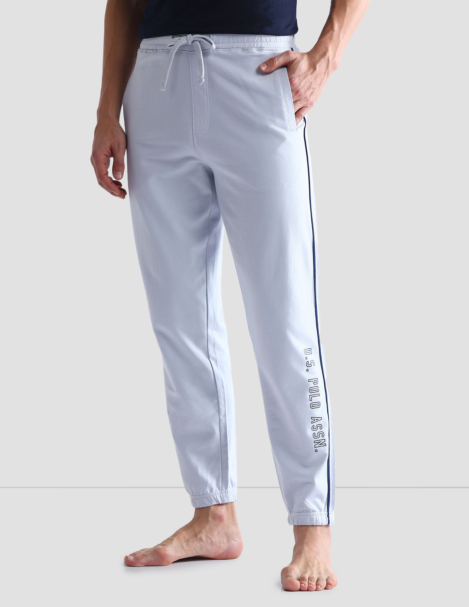 Pure Cotton Solid OJ003 Joggers - Pack Of 1 Light Blue - U.S. POLO ASSN. | Large