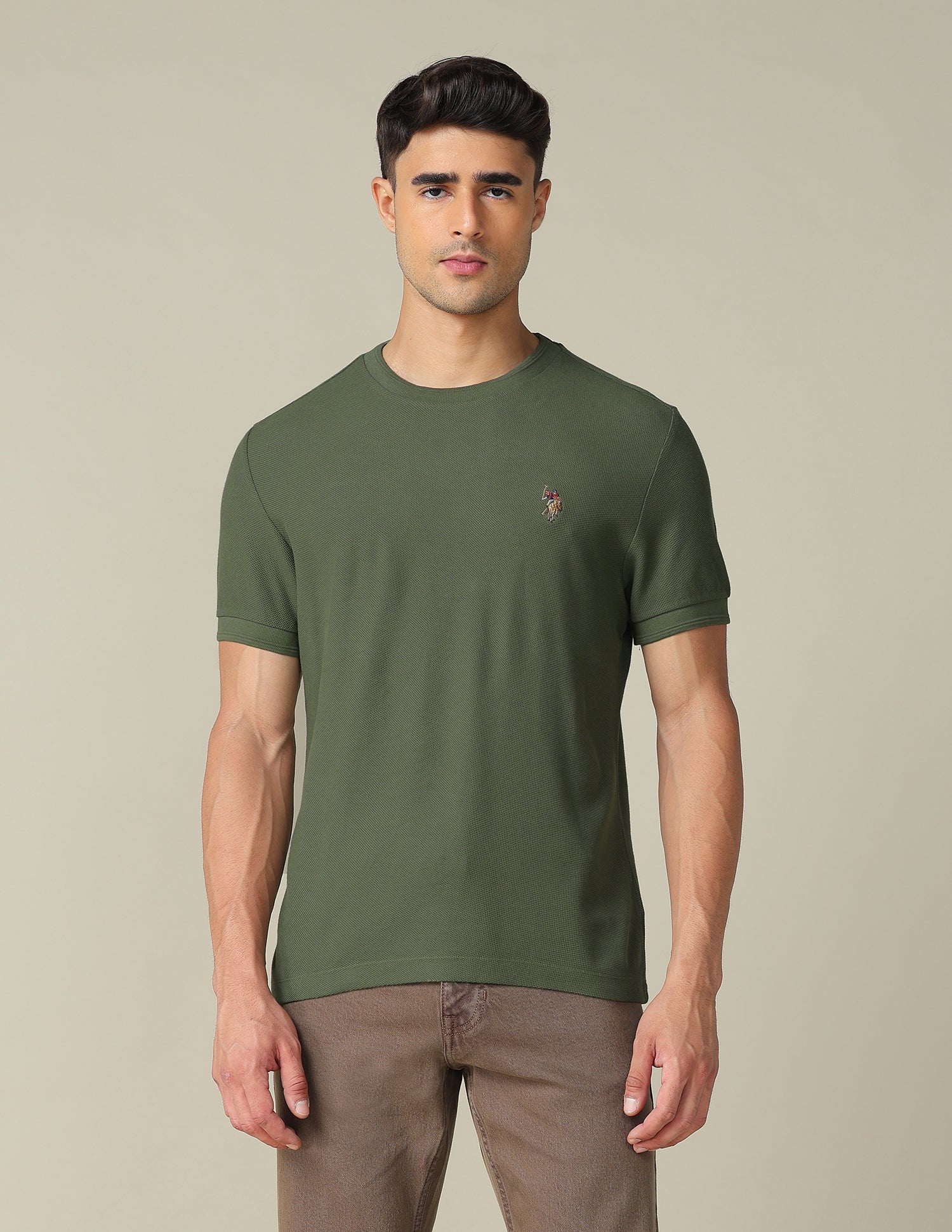 Pure Cotton Muscle Fit T- Shirt Olive - U.S. POLO ASSN. | Large