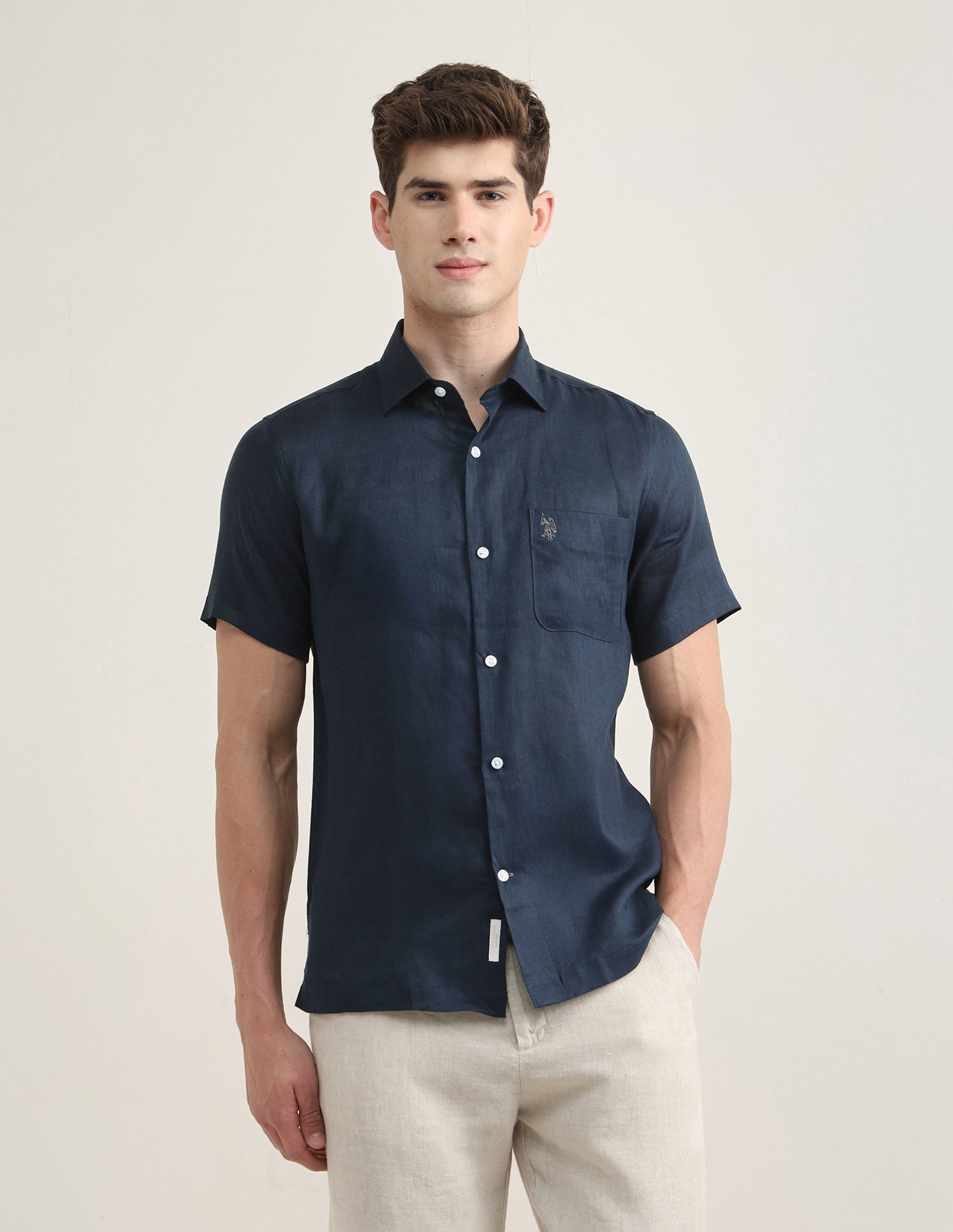 Solid Regular Fit Shirt Navy - U.S. Polo Assn. India | Large