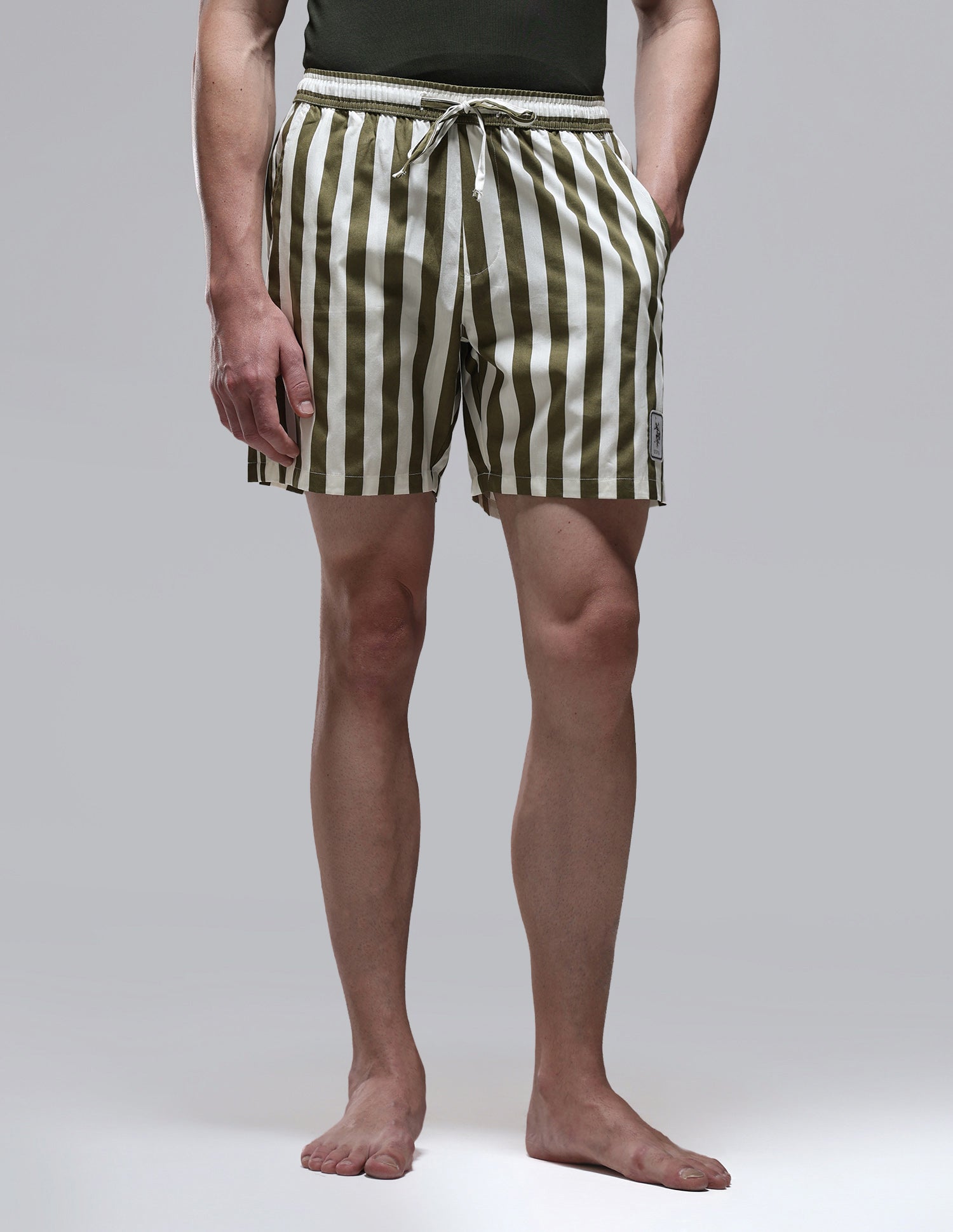 Vertical Striped Pure Cotton OEX15 Boxer Shorts Martin Olive - U.S. Polo Assn. India | Large