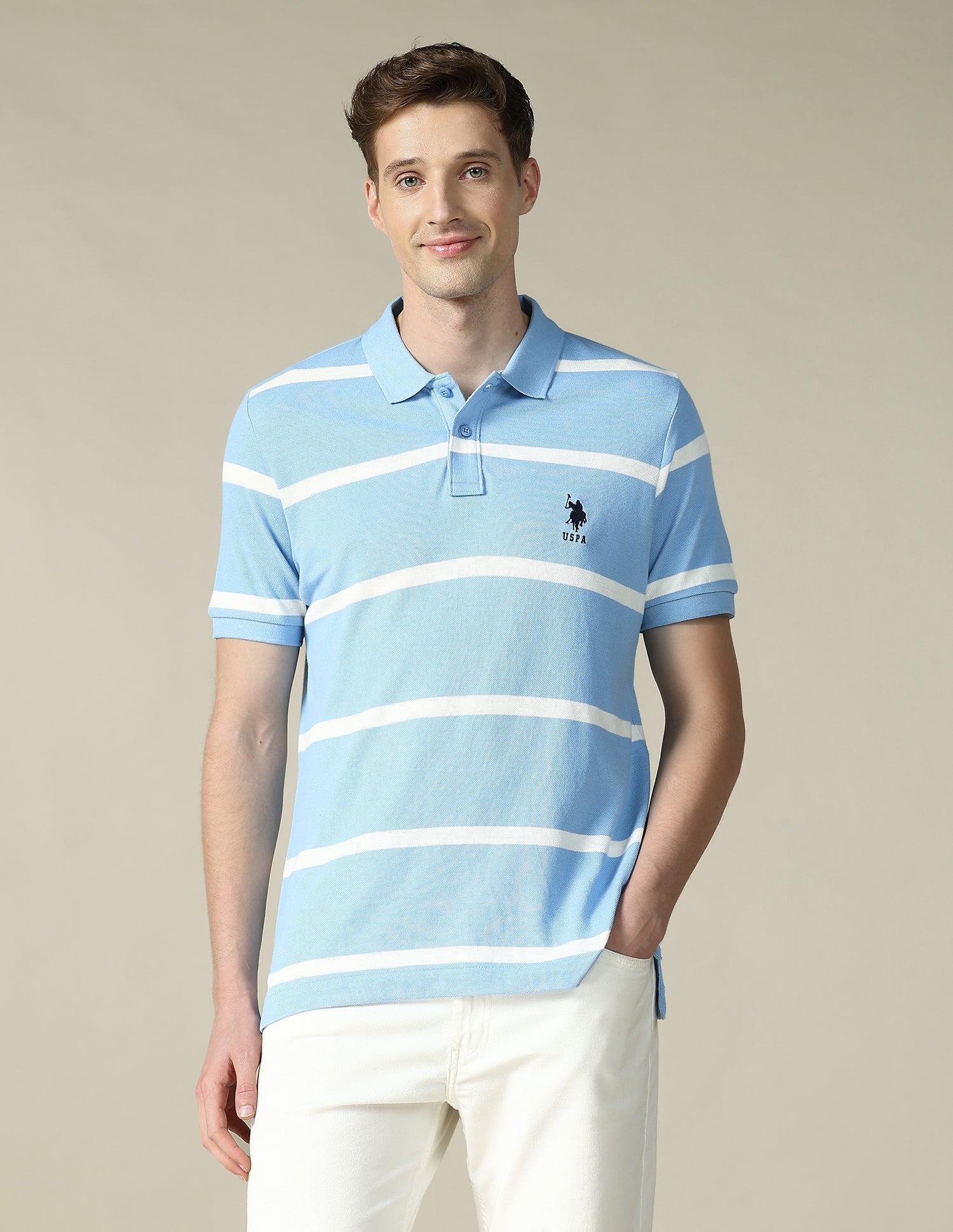 Horizontal Striped Regular Fit Polo Shirt Blue - U.S. POLO ASSN. | Large