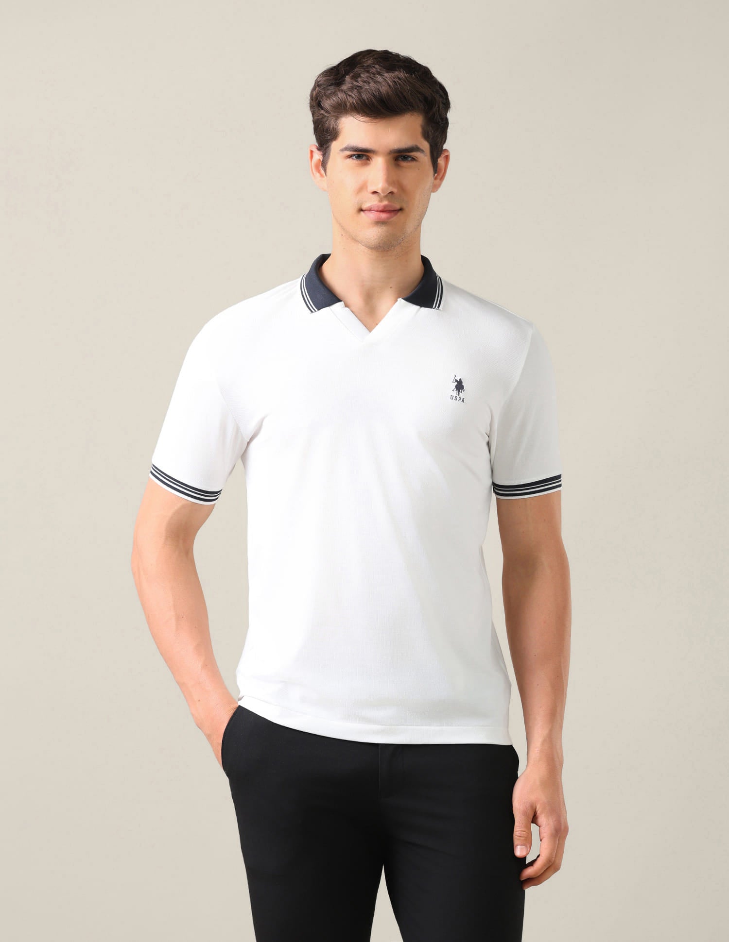 Solid Slim Fit Polo Shirt White - U.S. Polo Assn. India | Large