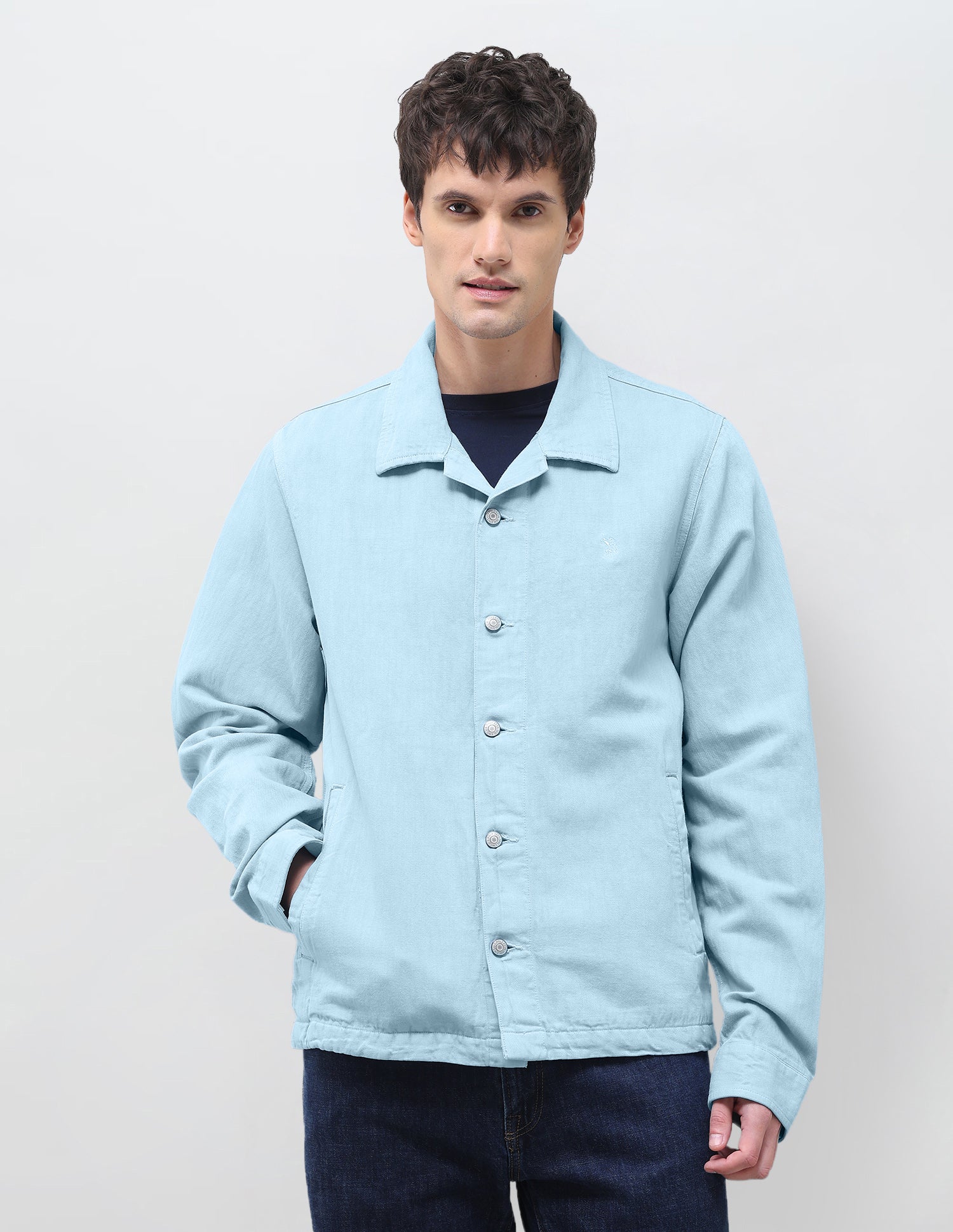 Solid Regular Fit Shacket Blue - U.S. Polo Assn. India | Large