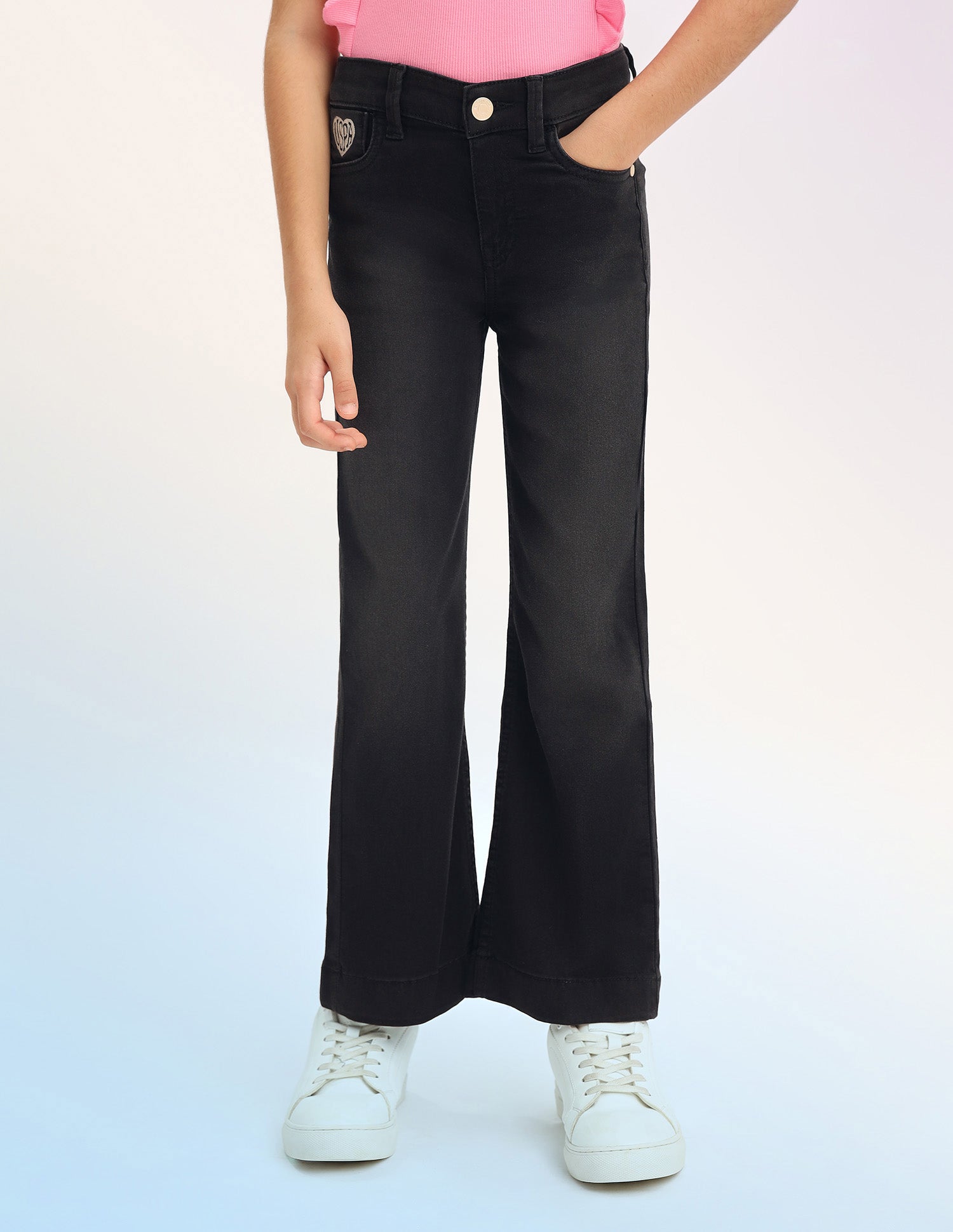 Girls Bootcut Fit Black Jeans Black - U.S. POLO ASSN. | Large