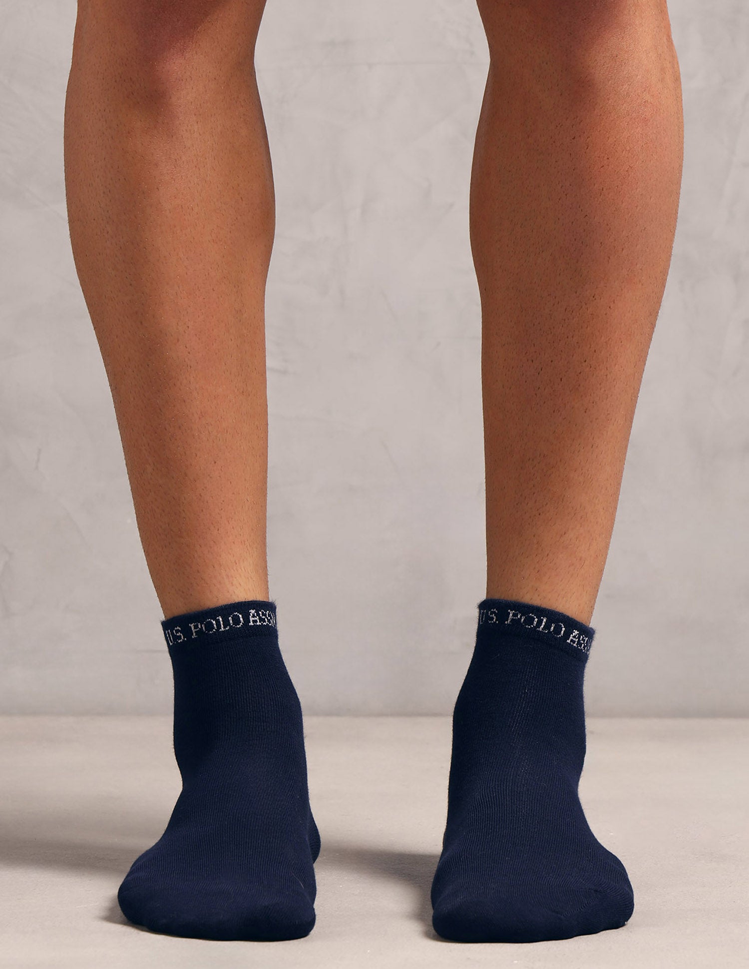 Ankle Length Cotton Stretch ES008 Socks - Pack Of 3 Navy, Delhinium Blue, White - U.S. POLO ASSN. | Large