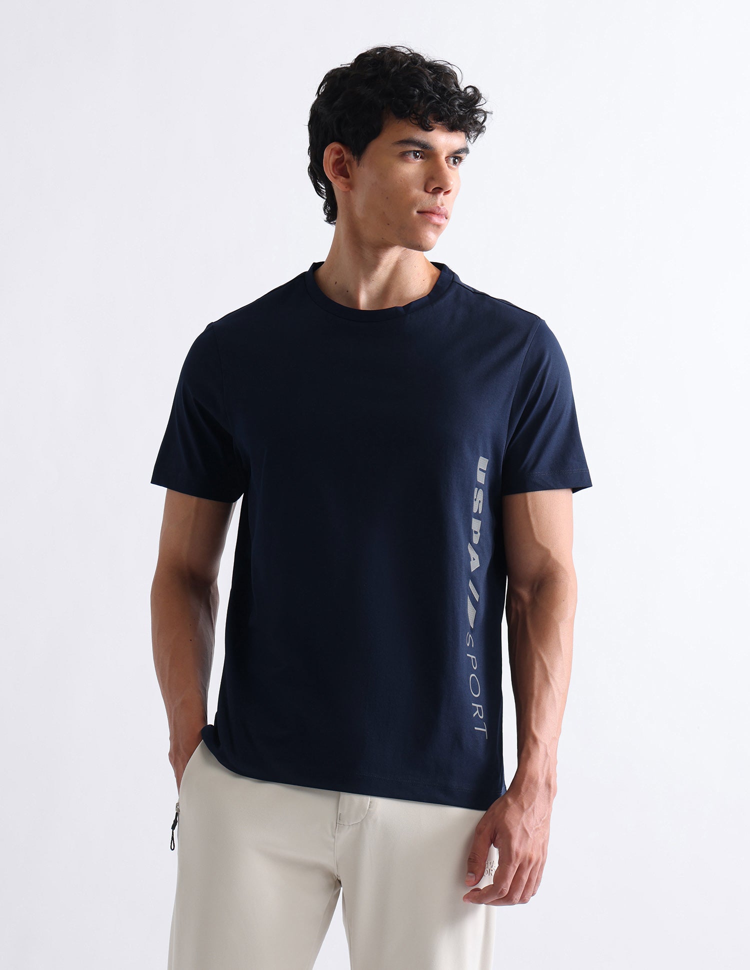 Brand Printed Regular Fit T- Shirt Navy - U.S. Polo Assn. India | Large