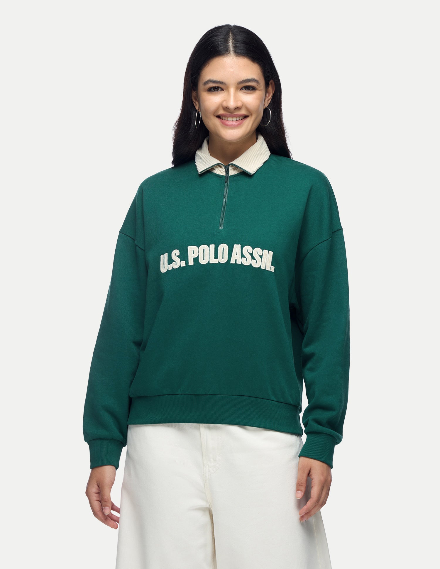 Brand Applique Relaxed Fit Sweatshirt Dark Green - U.S. Polo Assn. India | Large